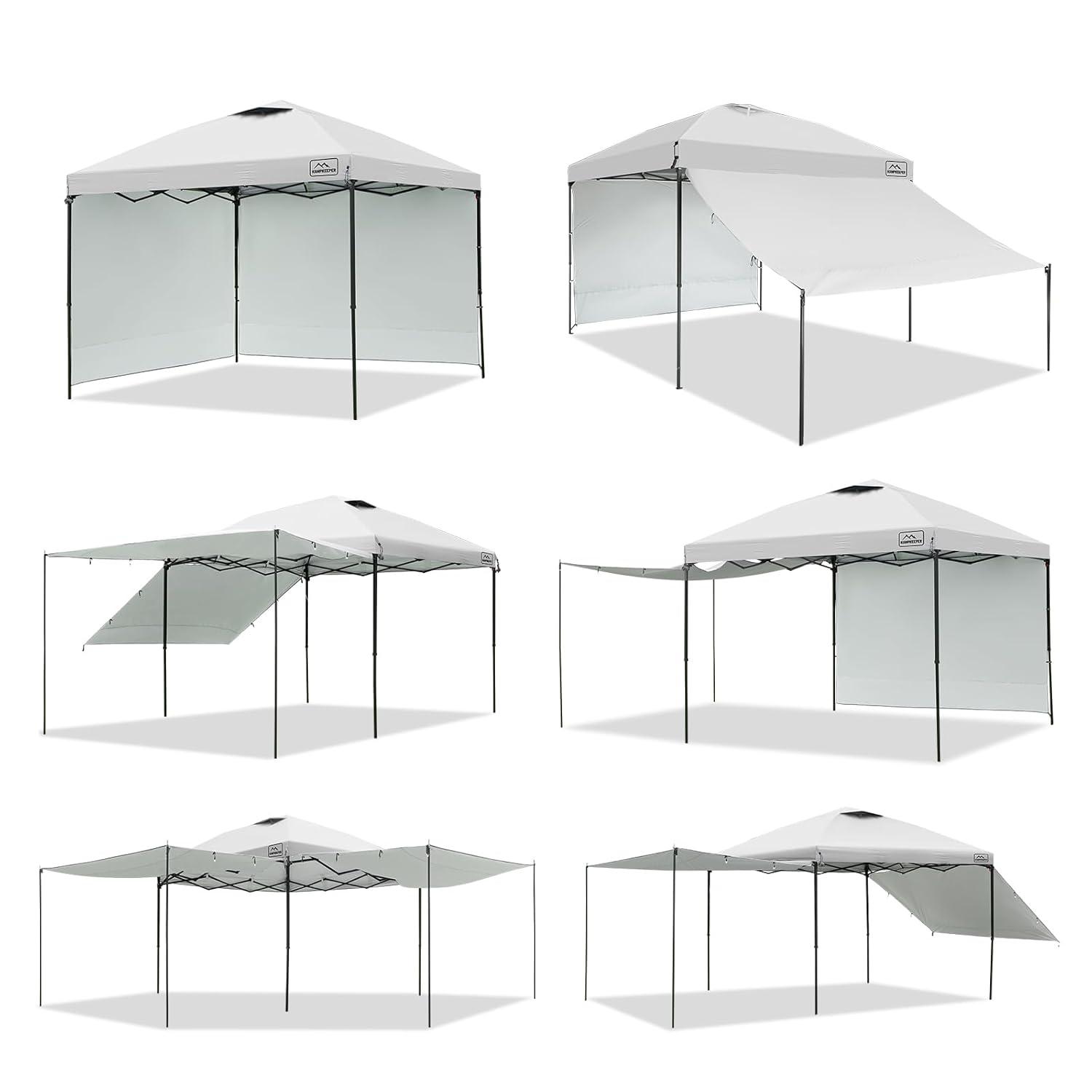 KAMPKEEPER 10x10 Easy Pop Up Canopy Tent with 2 Sidewalls, Instant Outdoor Shade Shelter with 2 PCS Removable 10FT Sun Walls, Quick Setup Waterproof and UV-Resistant for Patio, Camping, Backyard