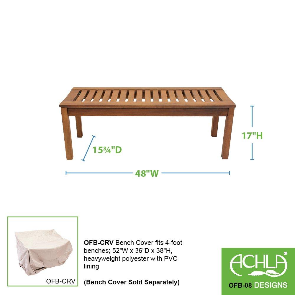 Eucalyptus Wood Backless Bench with Natural Oil Finish, 4 Feet
