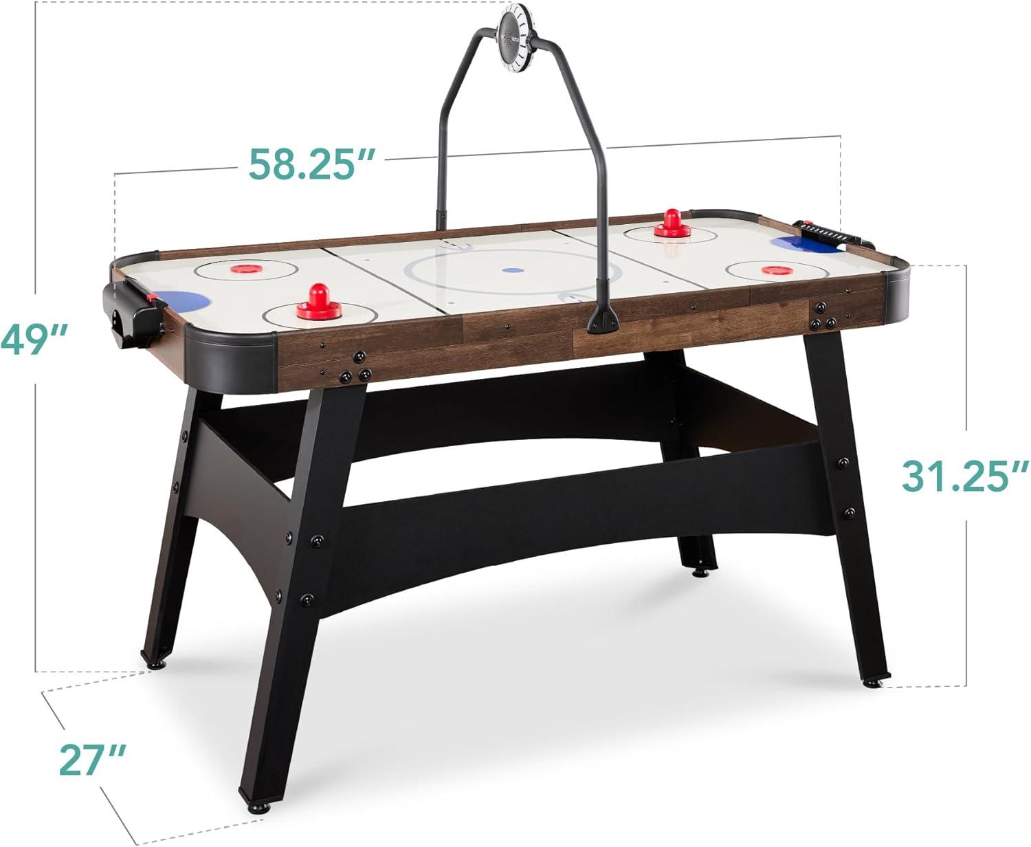 Best Choice Products 54in Air Hockey Game Table w/ LED Lights, Scoreboard, Powerful Motor - Walnut