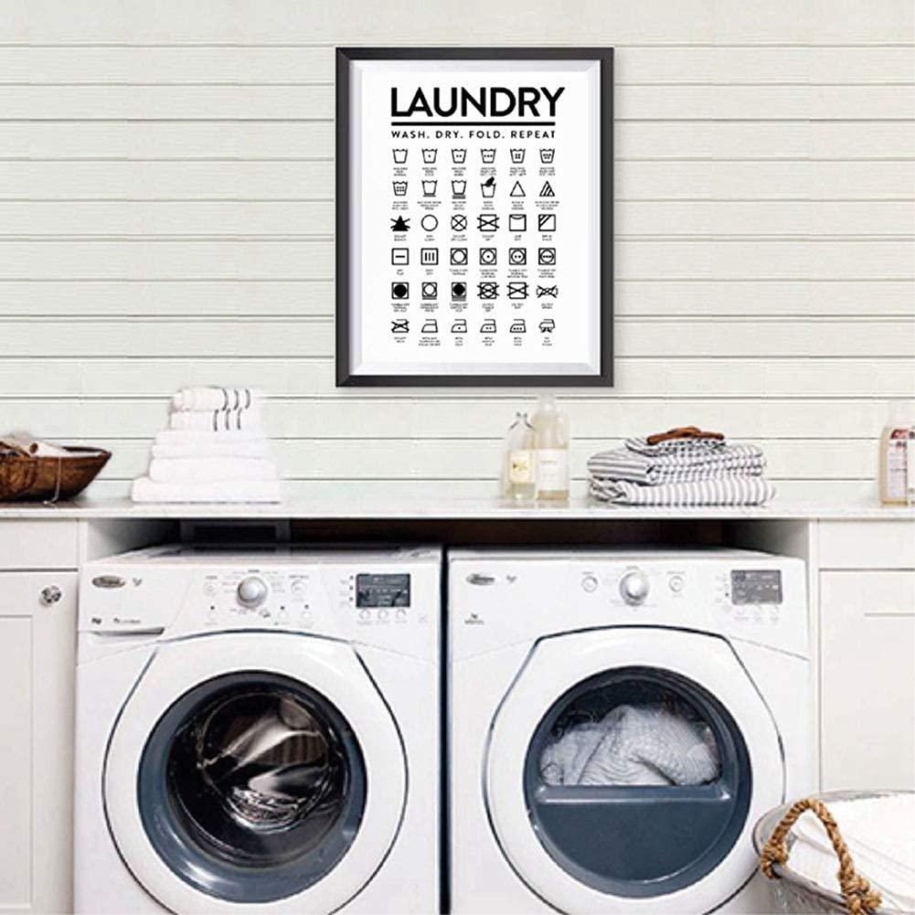 Nufar Laundry Symbols Guide Laundry Room Tin Sign Metal Wall Art Iron Painting for Indoor Outdoor Home Decor Room Door Accessories Poster Gifts 8x12 Inch