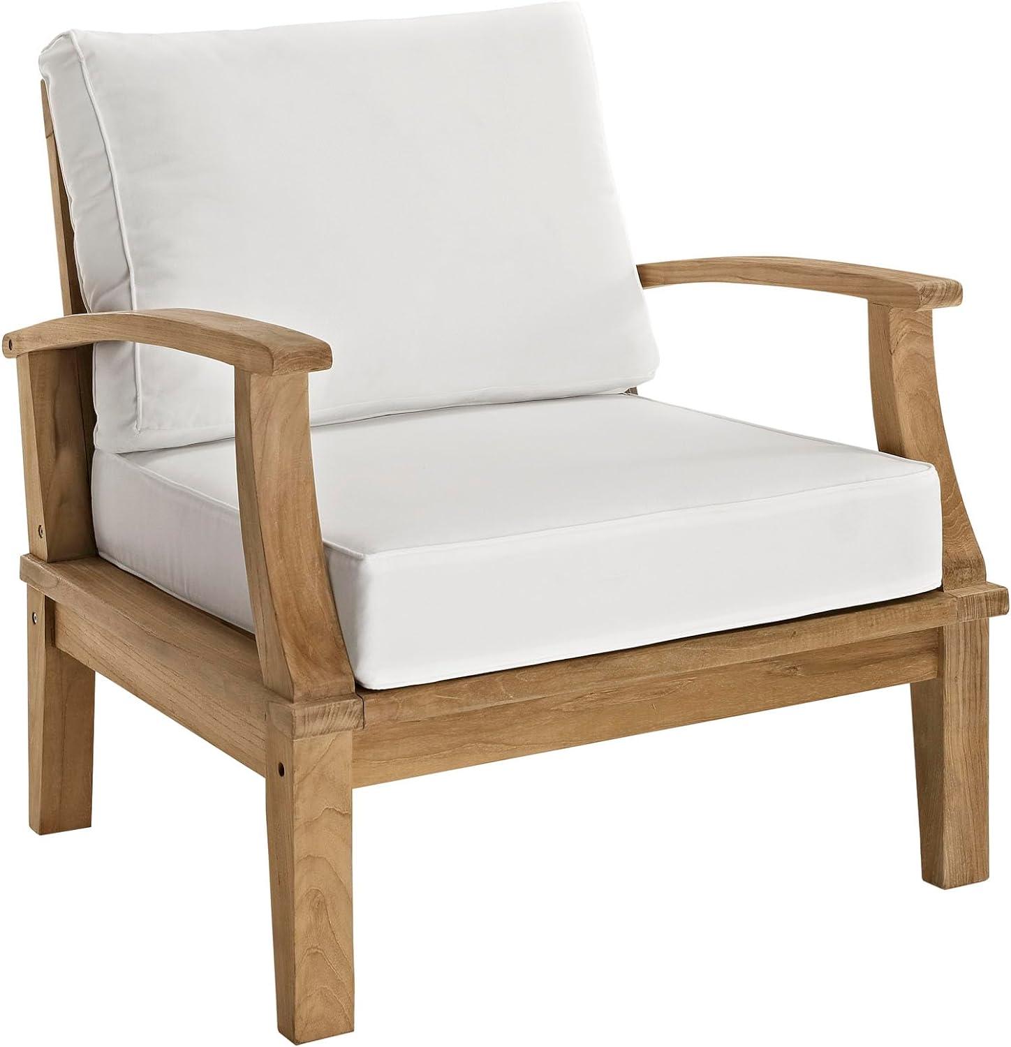 Natural White Teak Outdoor Accent Chair with Tapered Legs