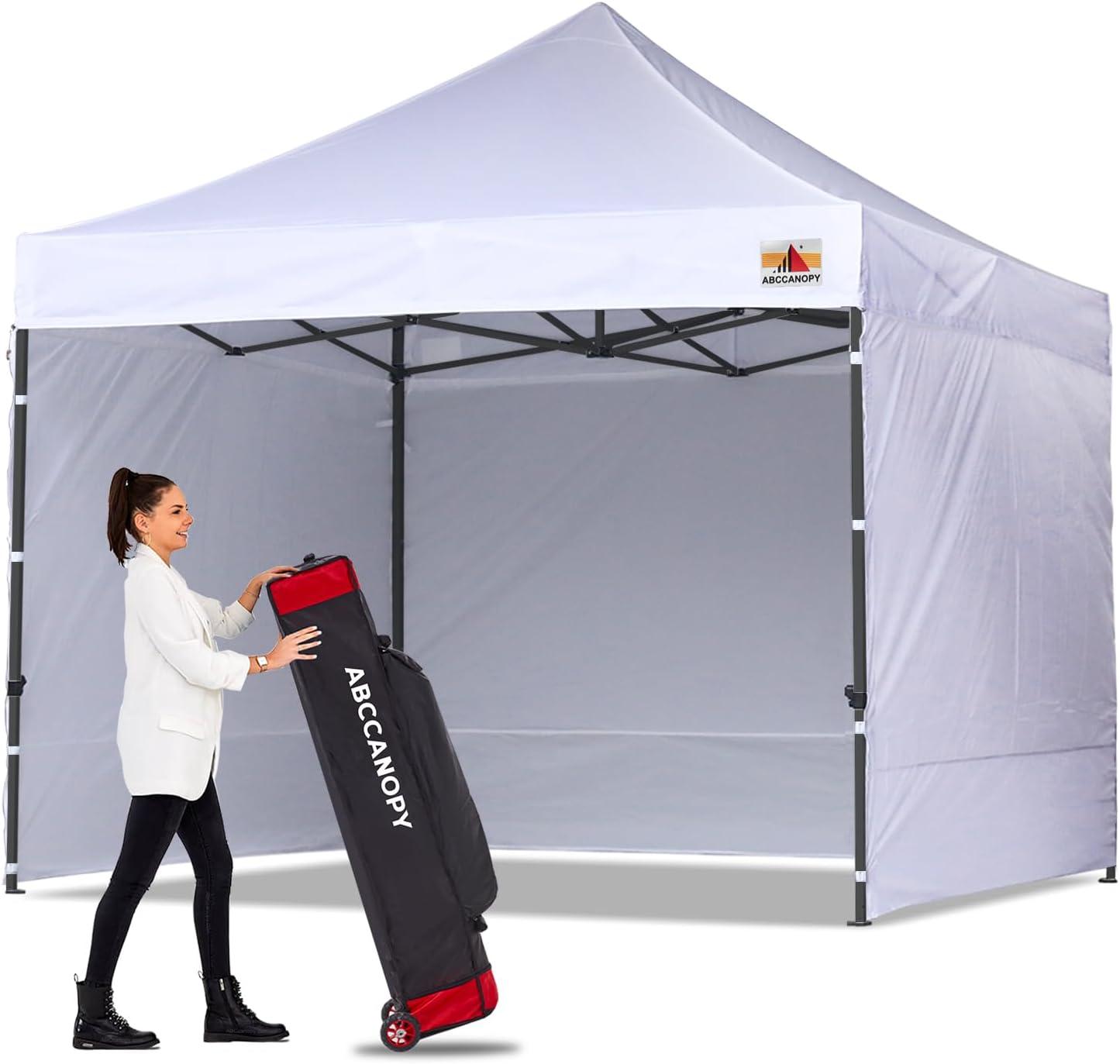 White 10x10 Heavy Duty Pop-Up Canopy Tent with Sidewalls