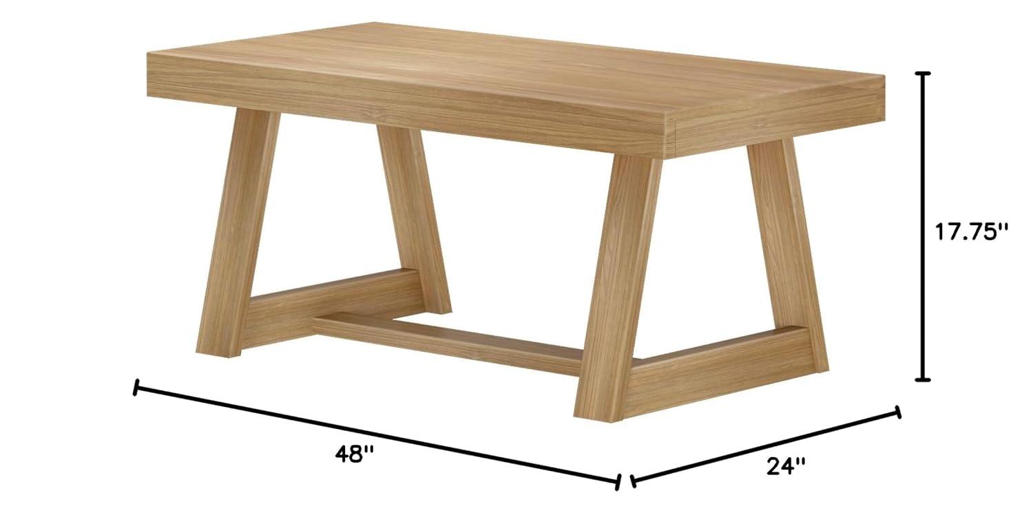 Plank+Beam Farmhouse Coffee Table, 48" Solid Wood Tables for Living Room, Rectangular Center Table