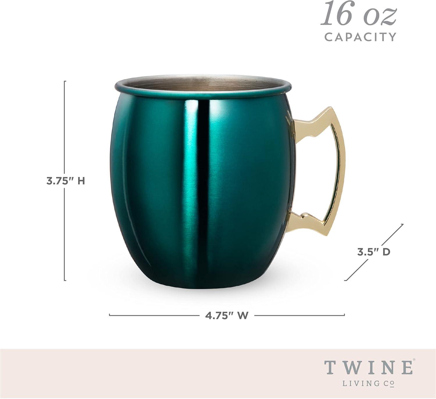 Emerald Green Stainless Steel Moscow Mule Mug with Gold Handle, 16oz