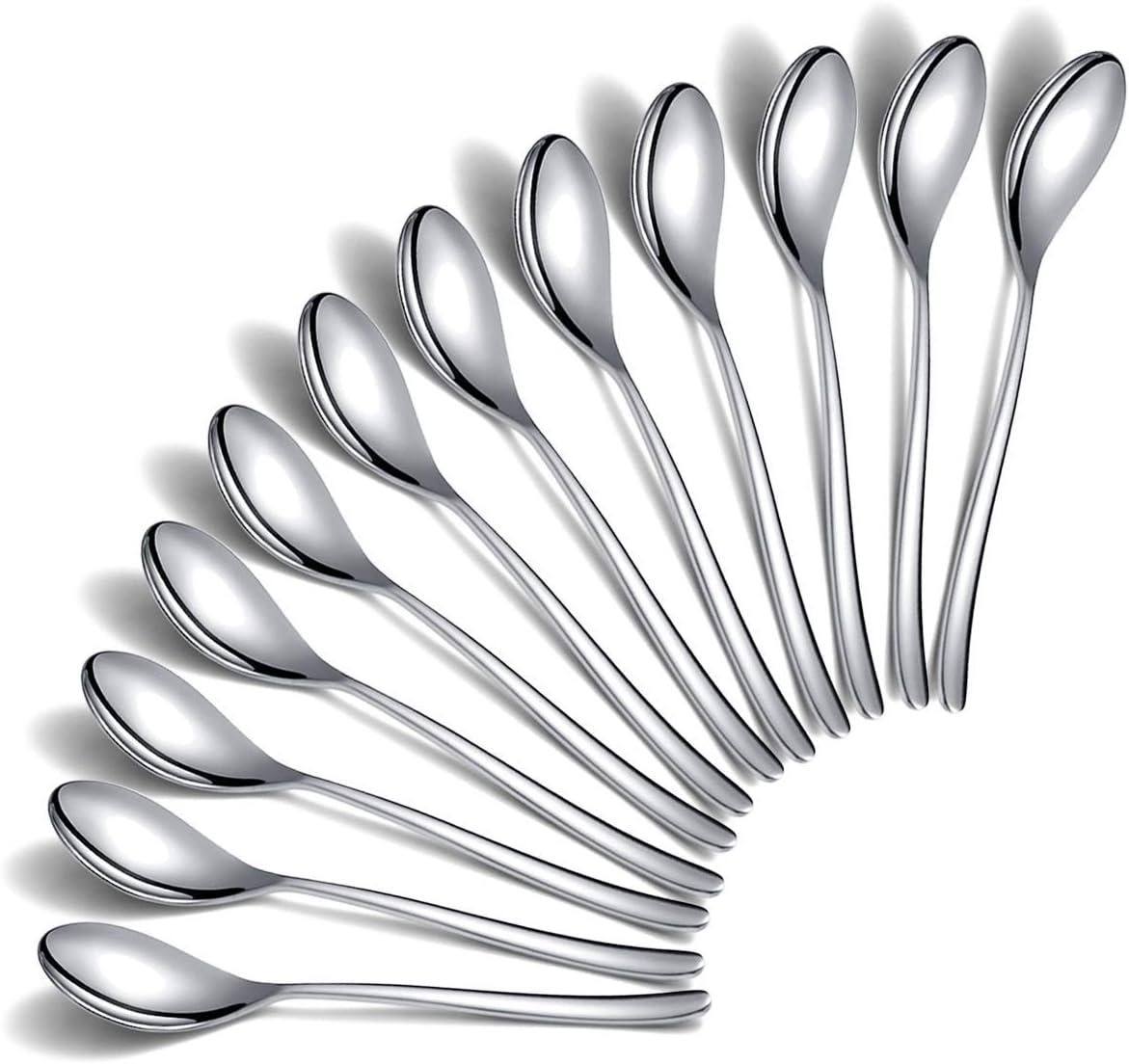 6.6" Silver Stainless Steel Modern Teaspoon Set, 12 Pieces