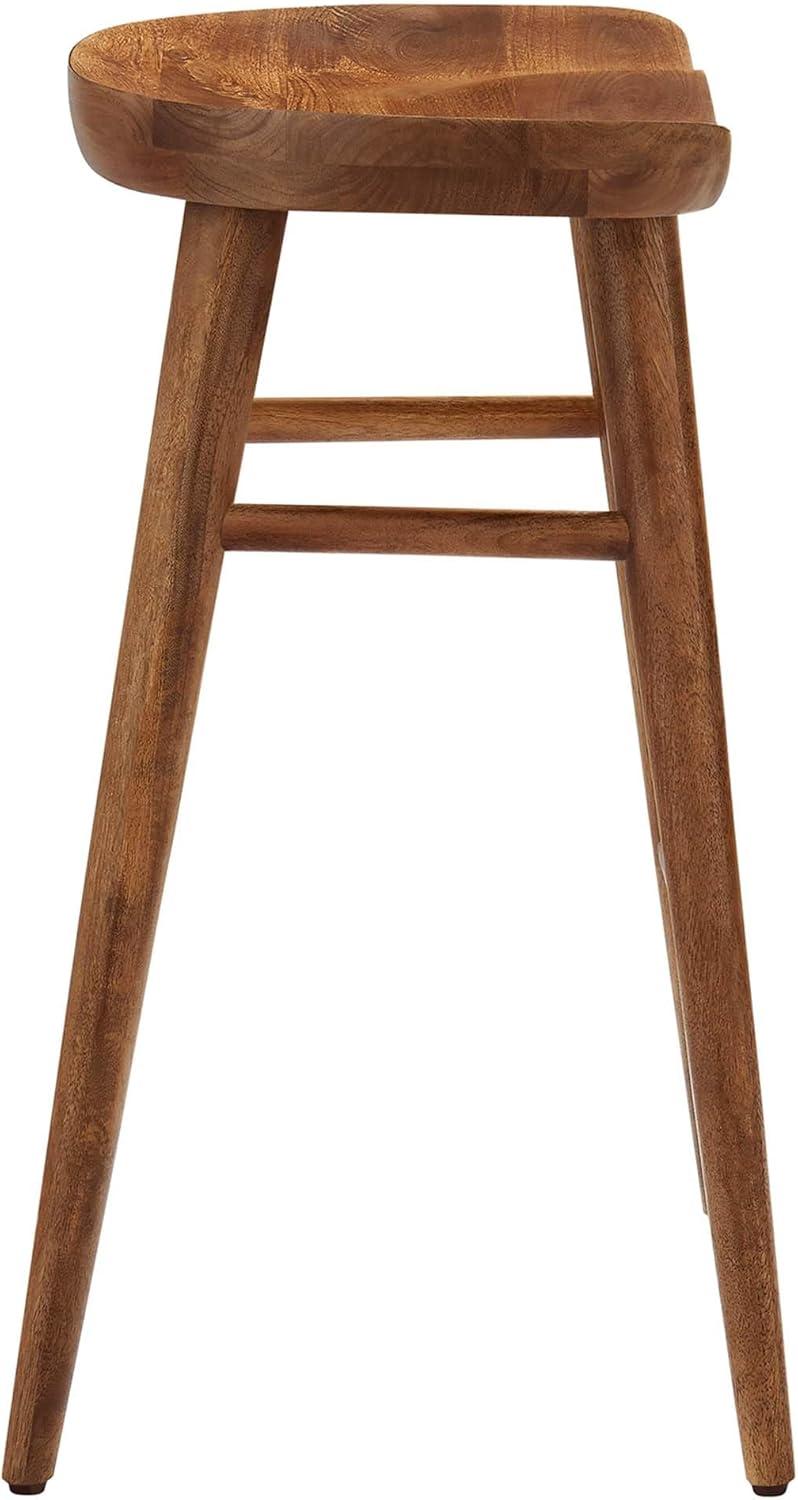 Modway EEI-6739-WAL Saville Backless Wood Counter Stools - Set of 2, Walnut