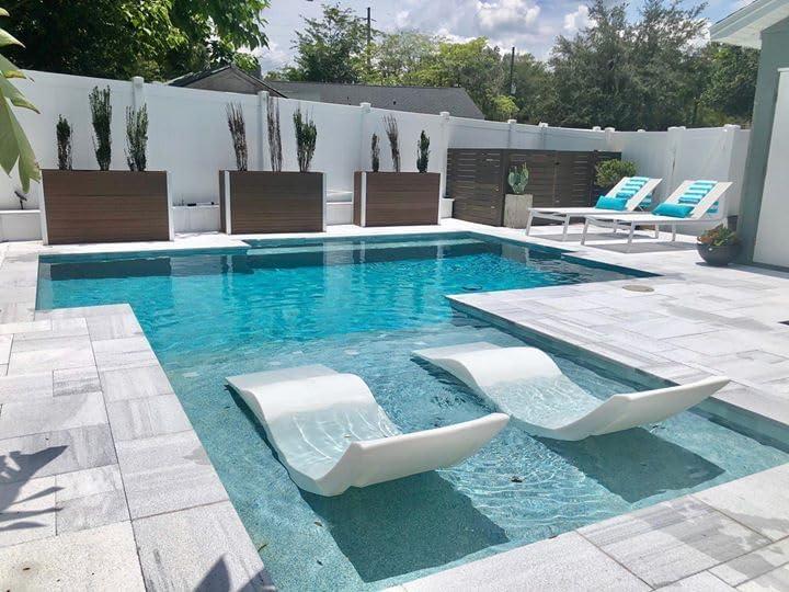 Classic White UV-Resistant Resin In-Pool Chaise Lounger Set