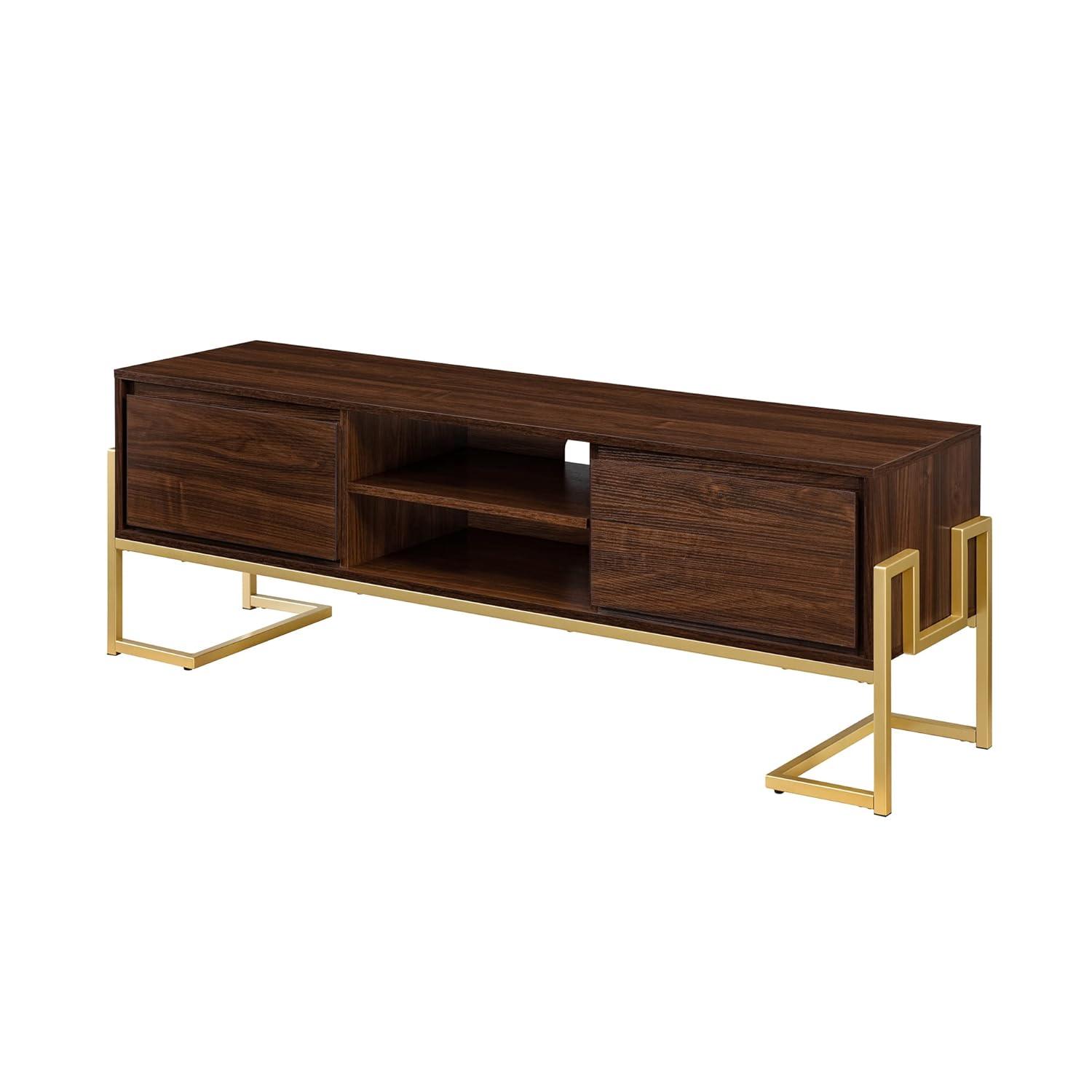 Pemberly Row 60" 2-Drawer Modern Wood Media Console - Dark Walnut