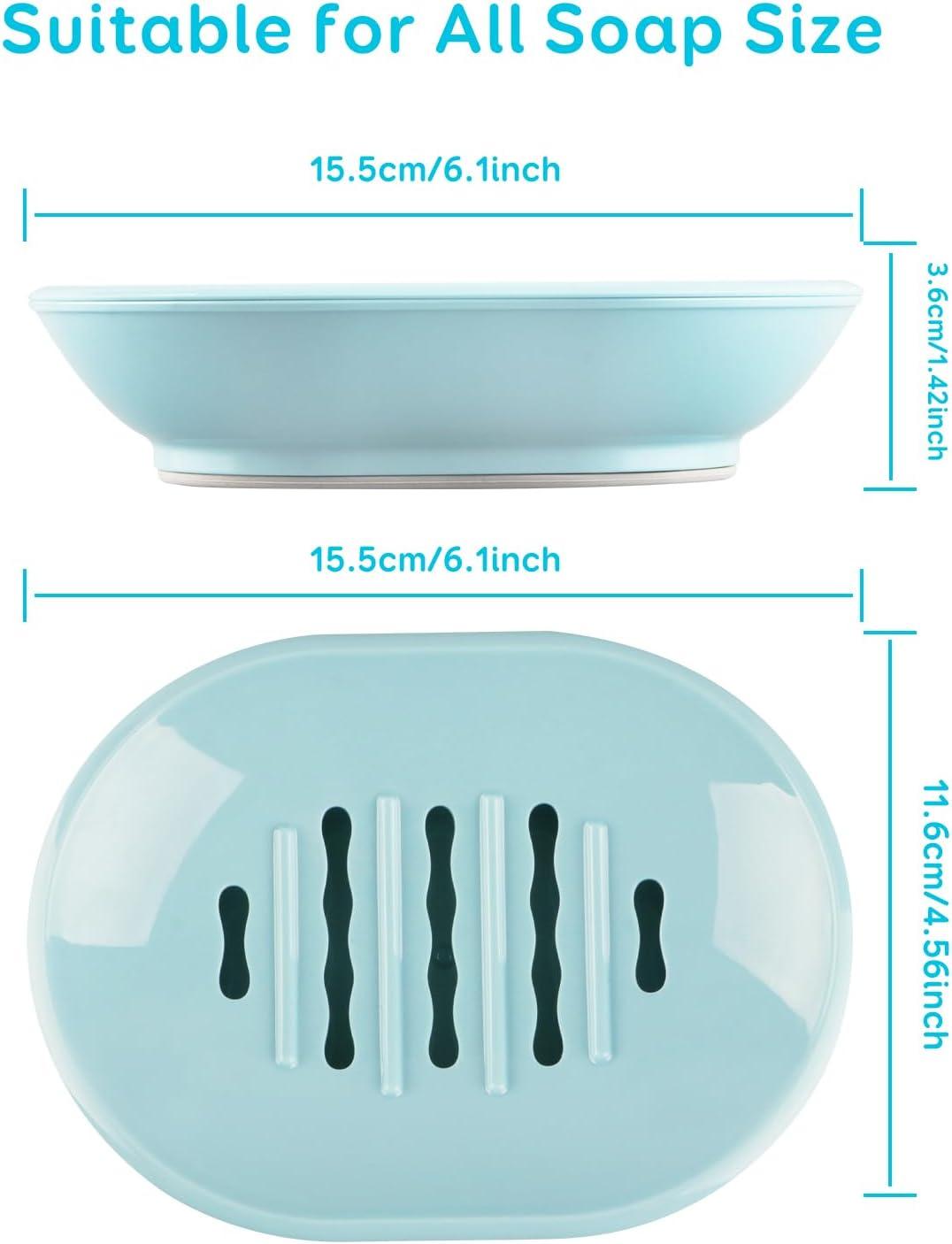 White Dual-Layer Plastic Soap Dish with Drainage, 2-Pack