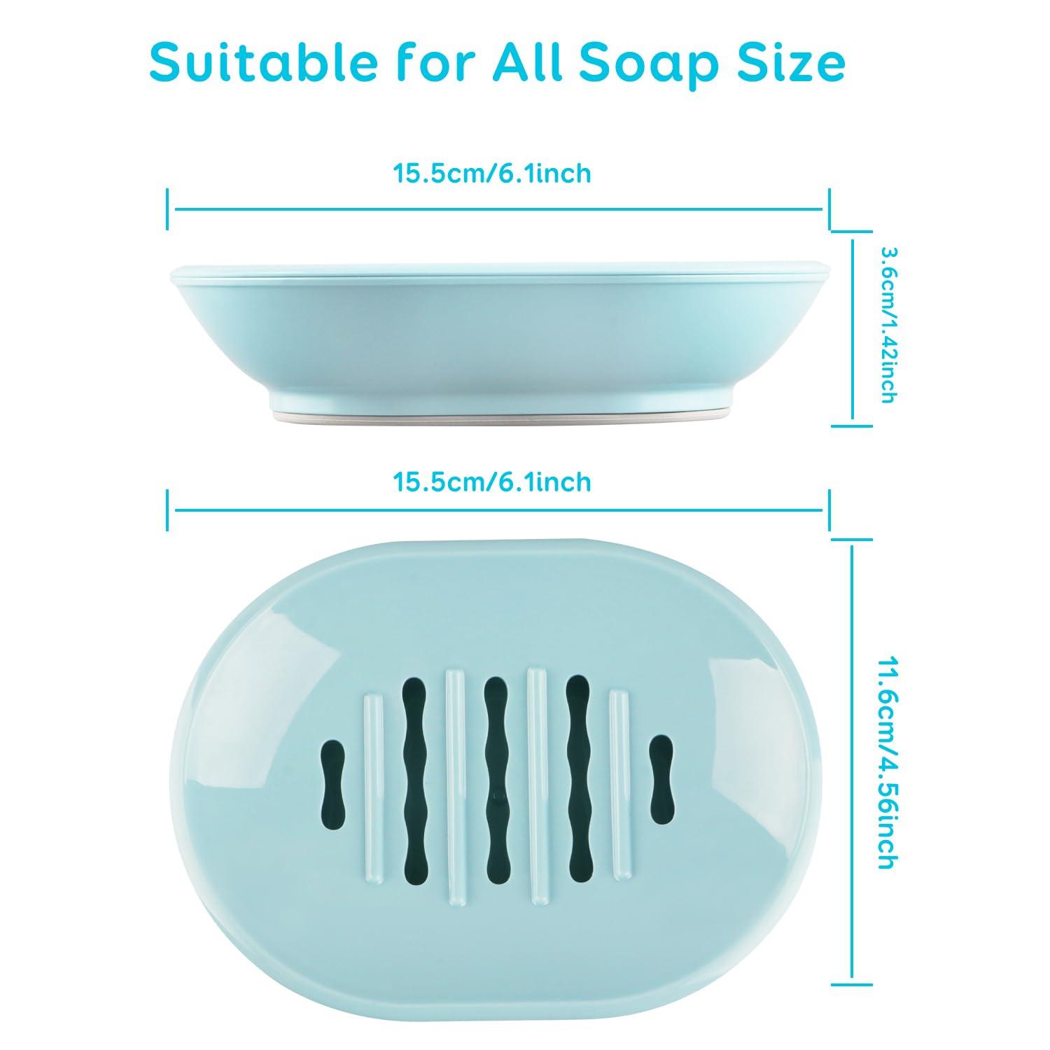 2 Pack Soap Dish with Drain Soap Holder, Easy Cleaning Soap Saver Dry Stop Mushy Soap Tray for Shower Bathroom Kitchen