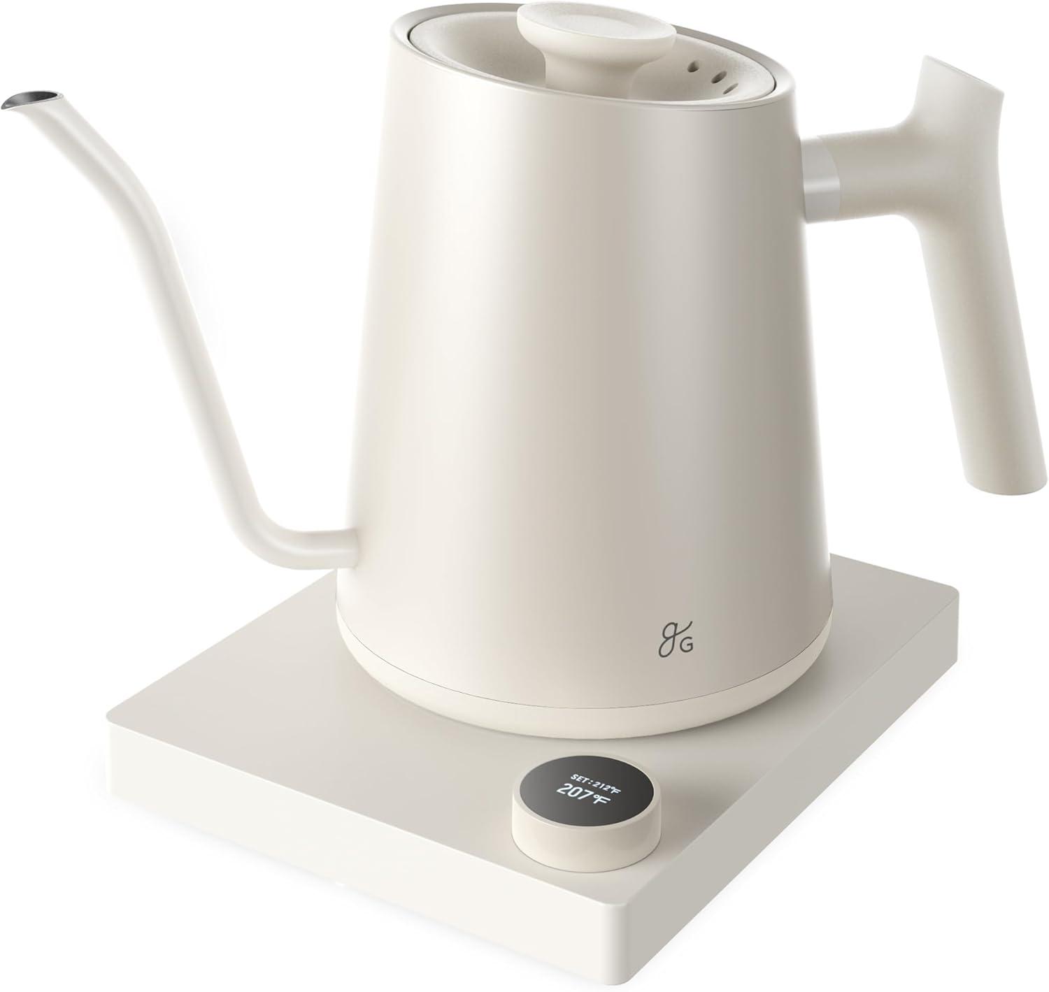 Birch White Electric Gooseneck Kettle with Matte Finish