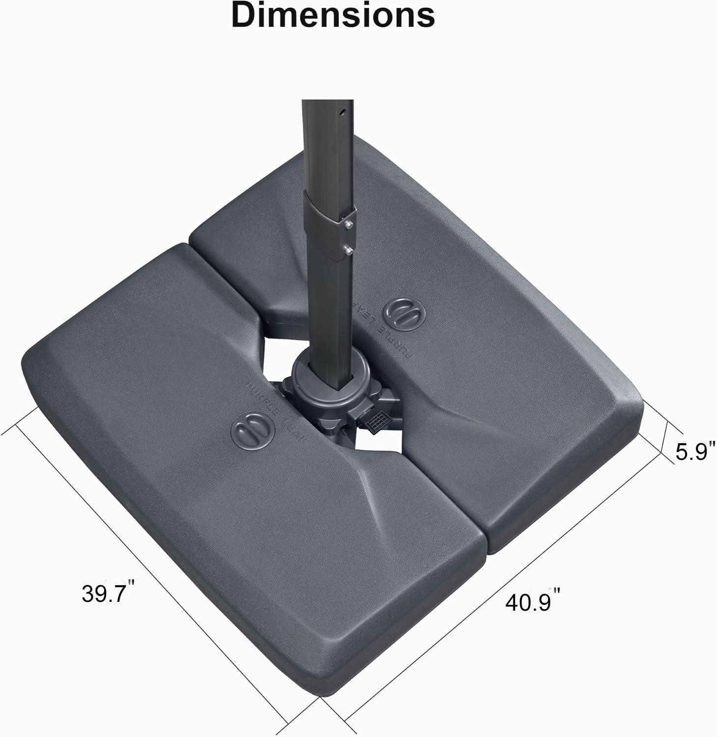 PURPLE LEAF 264 lBS Heavy Duty Patio Umbrella Base XBS540 Deck Offset Cantilever Umbrella Base Sand/Water Filled Square for Outdoor Gardern Backyard