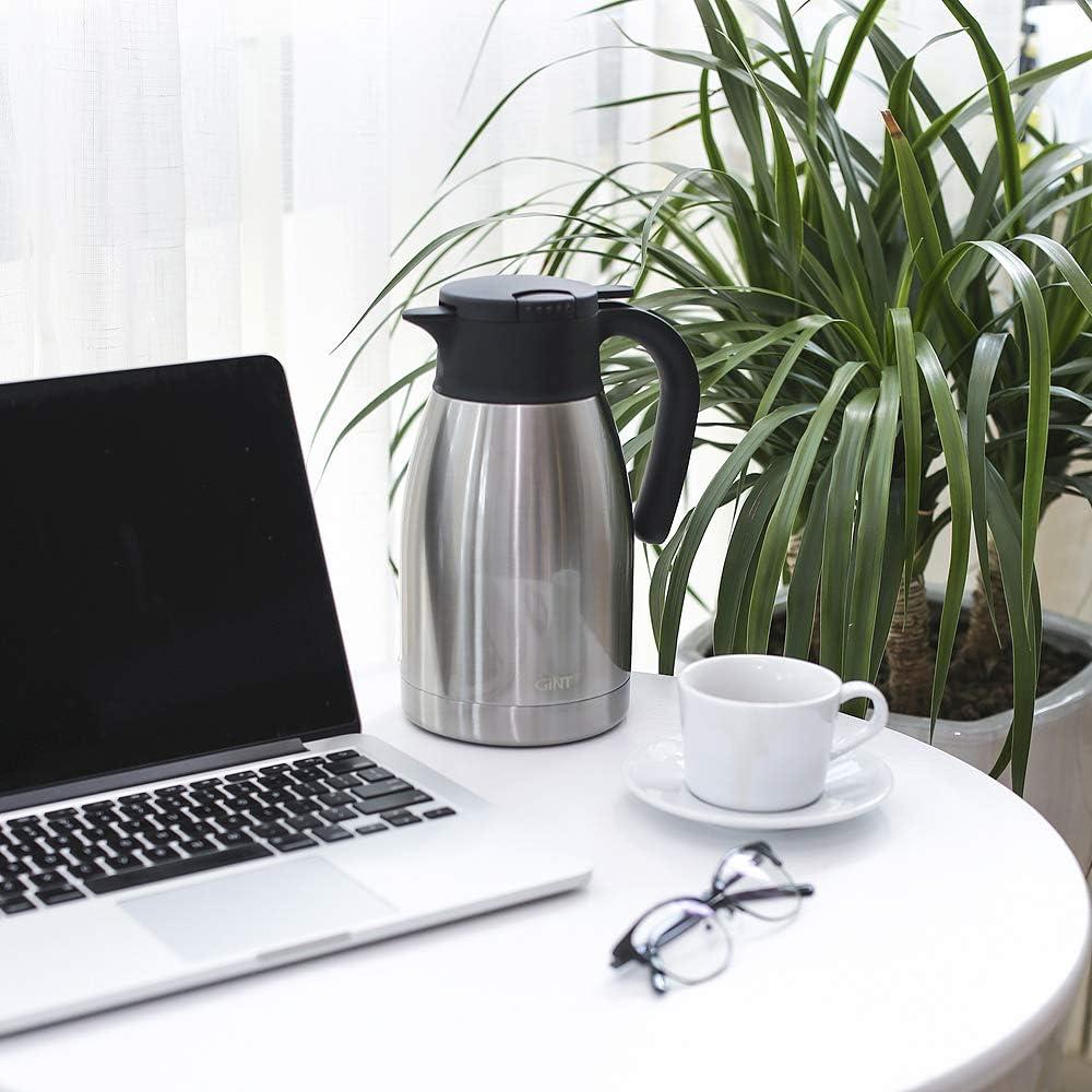 GiNT 51Oz Stainless Steel Thermal Coffee Carafe with Lid/Double Walled Vacuum Thermal Carafe / 12 Hour Heat Retention (Silver, 1.5L)