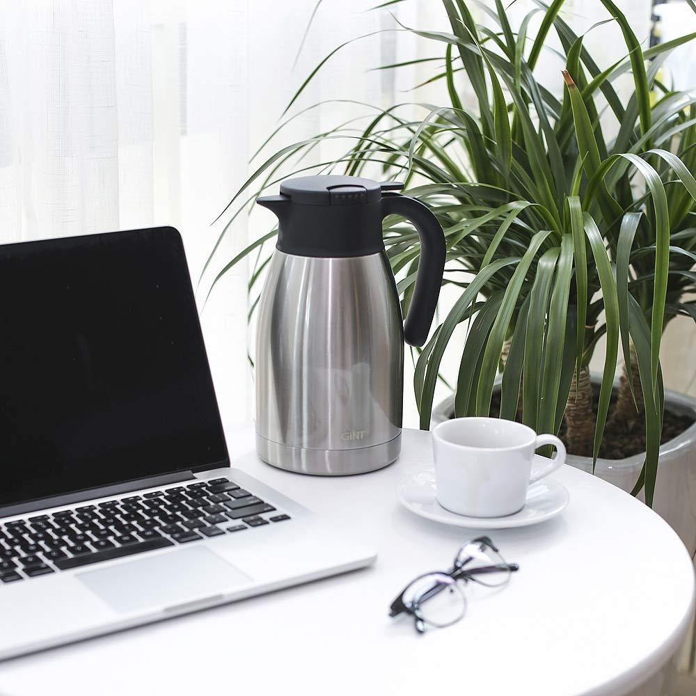 GiNT 51Oz Stainless Steel Thermal Coffee Carafe with Lid/Double Walled Vacuum Thermal Carafe / 12 Hour Heat Retention (Silver, 1.5L)