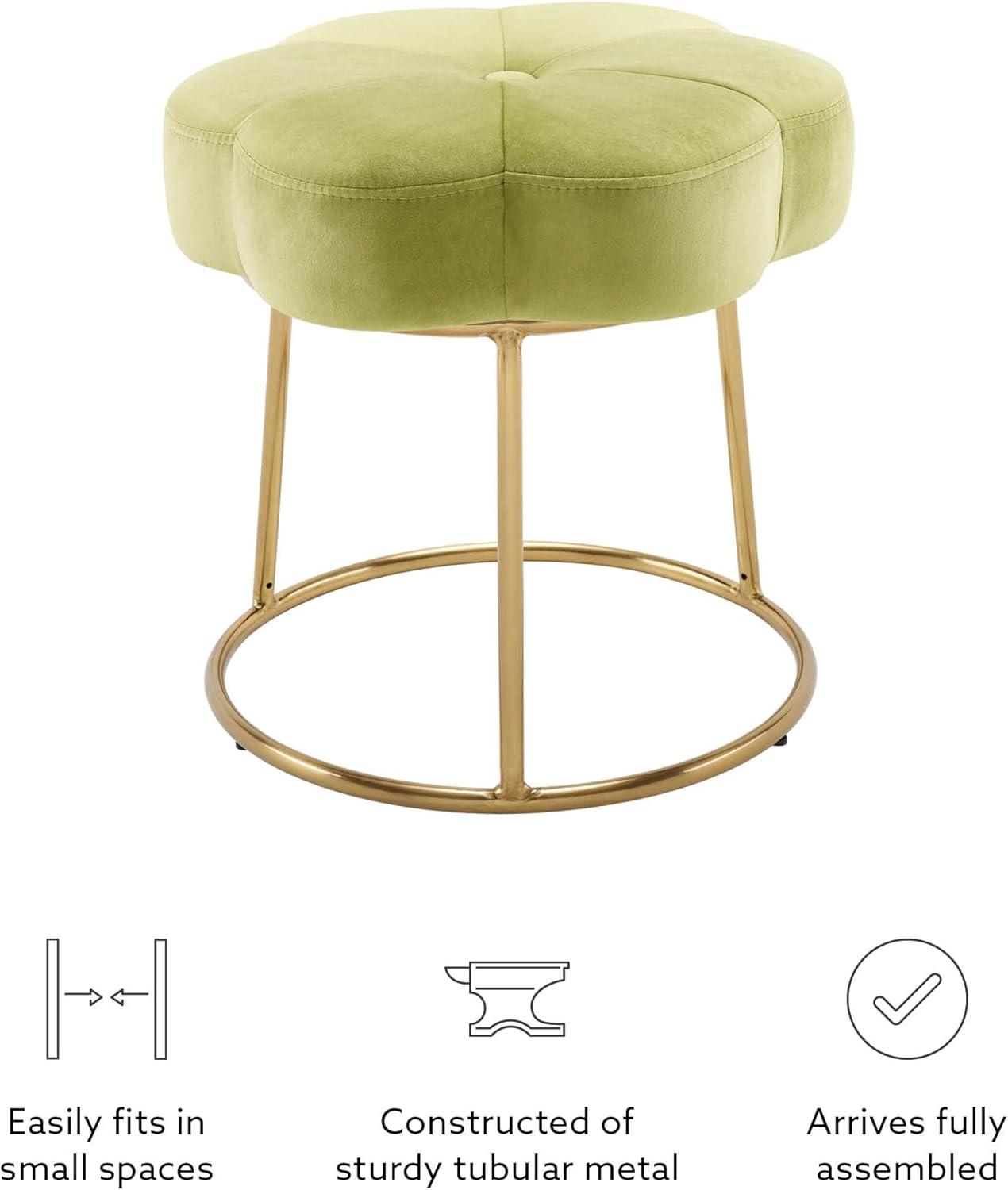 Seraphina Gold Plated Base Light Green Velvet Vanity Stool