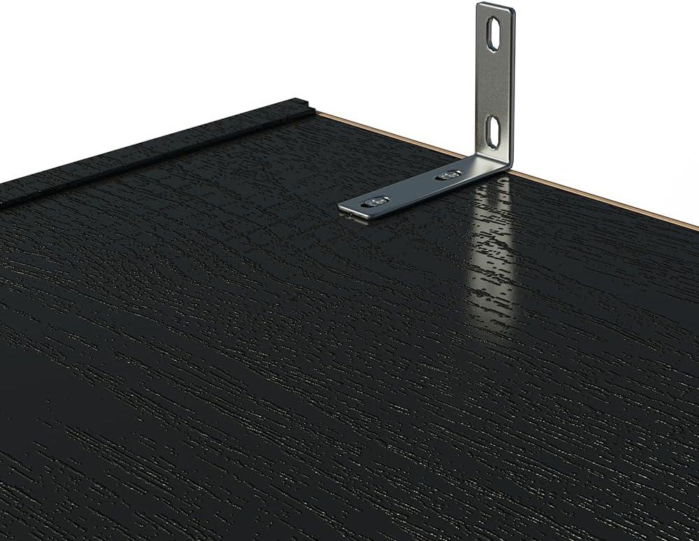 Madesa Pantry Storage Cabinet Armoire Closet with 2 Doors and 5 Utility Shelves 23"L Wooden Organization Unit for Bedroom, Office, Laundry Room, Kitchen, and Garage - Black