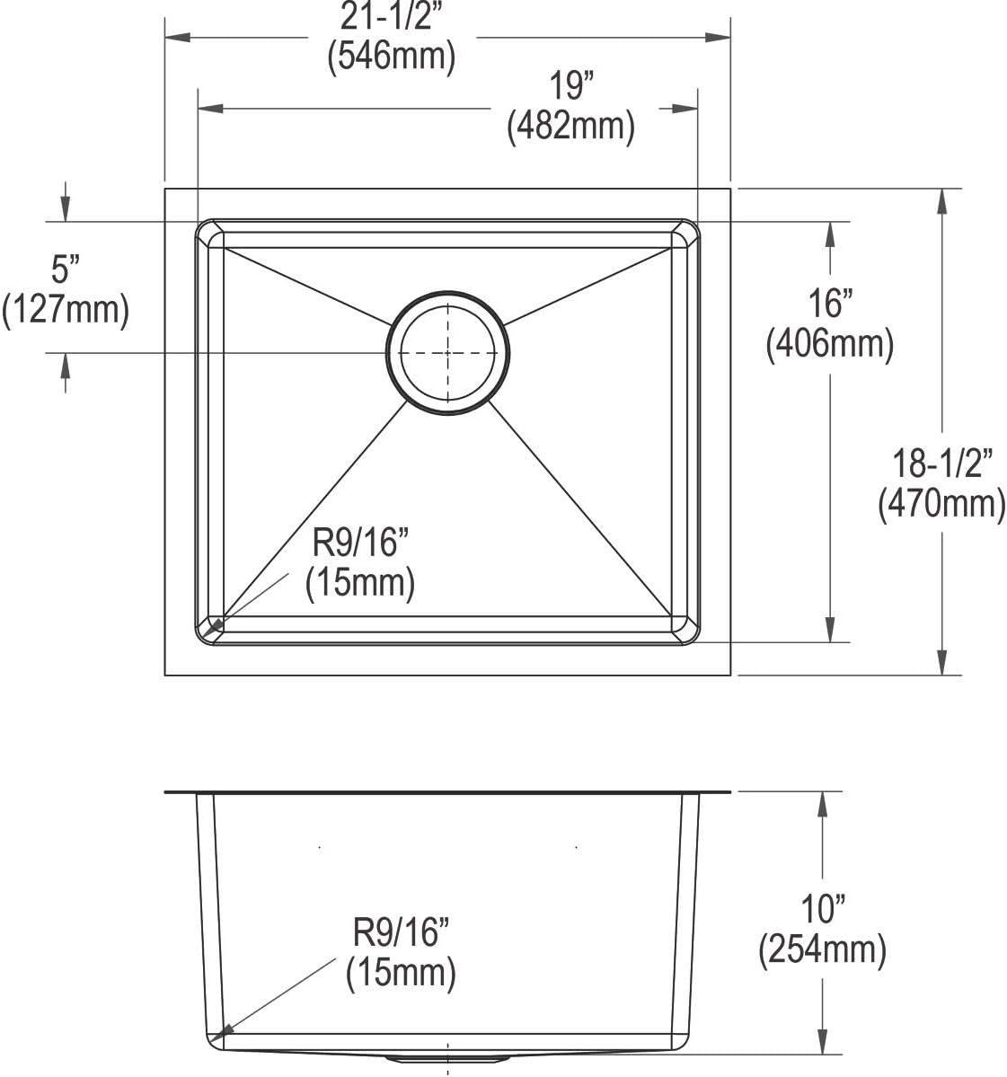 Crosstown 16 Gauge 22" L x 19" W Undermount Kitchen Sink