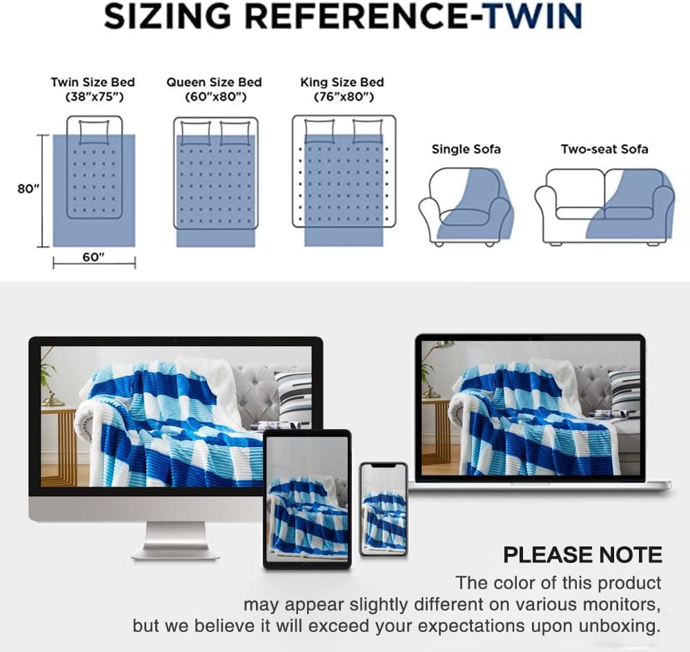 PU MEI Sherpa Throw Blanket for Couch Sofa 60”*80”- Fleece Tufted Fuzzy Soft Cozy Blanket for Bed, Thick Warm Blanket for All Seasons, (Dusty Blue, 60"*80")