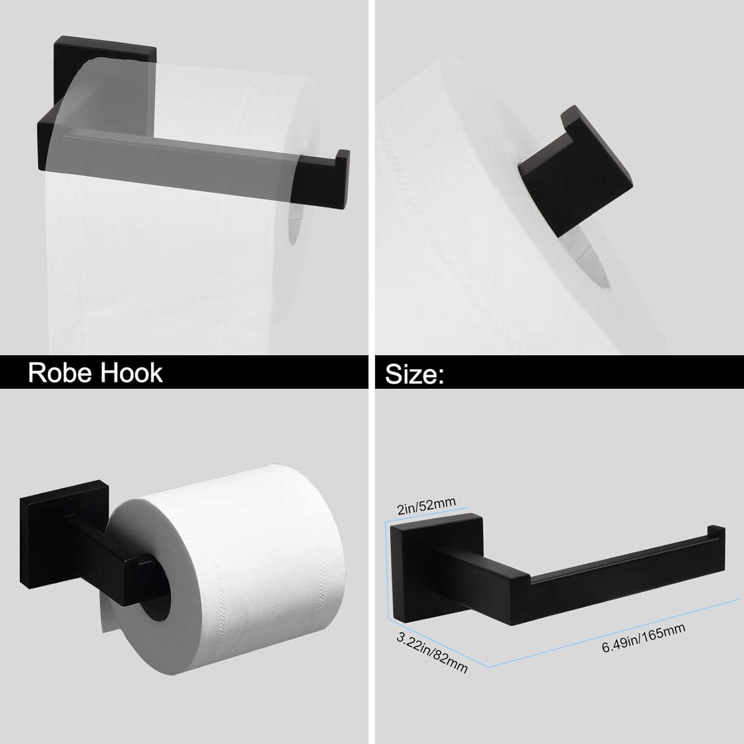 Matte Black Stainless Steel 5-Piece Bathroom Hardware Set