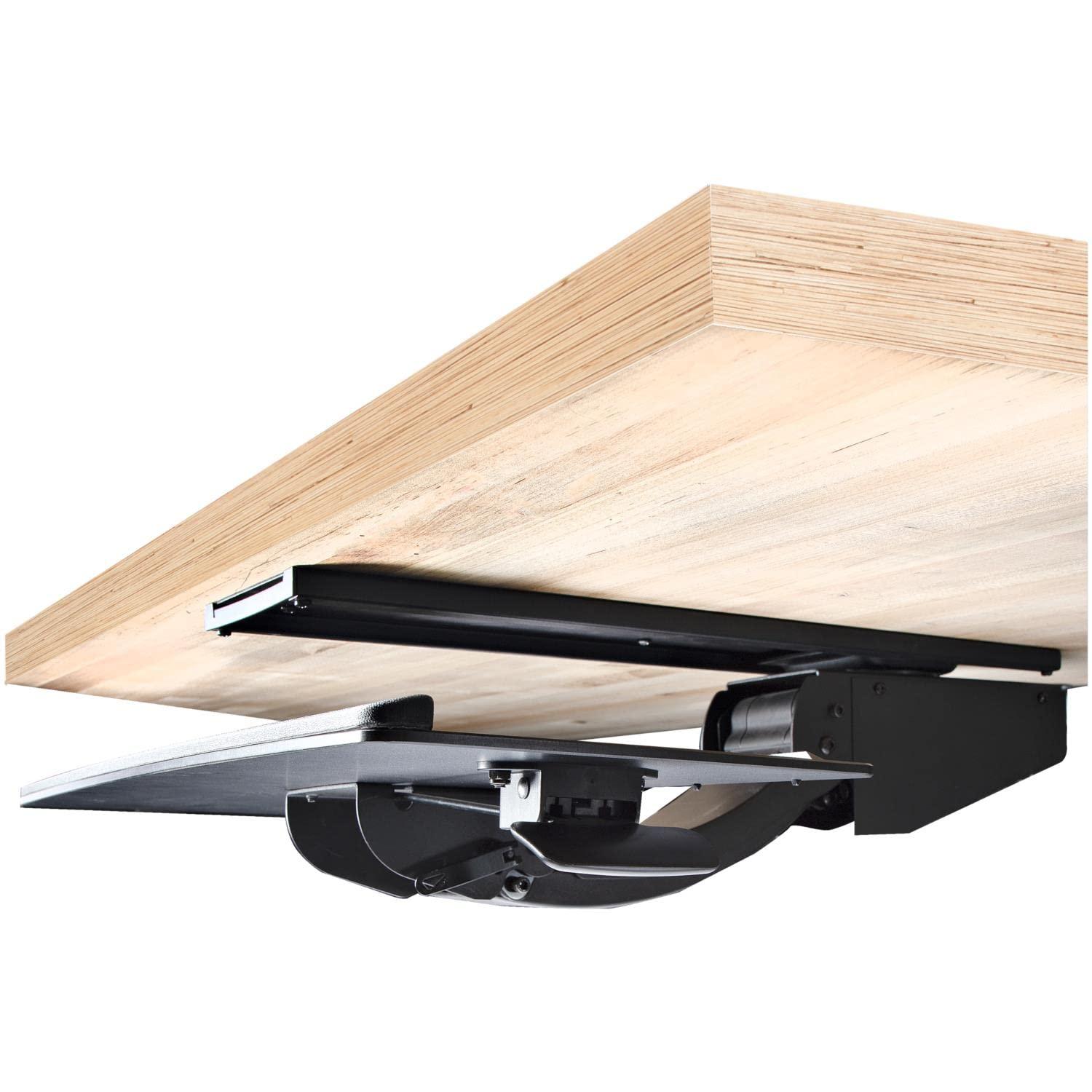 StarTech.com Under Desk-Mount Keyboard Tray - 26.4” Wide - Adjustable - Ergonomic Slide-Out Keyboard Shelf with Tilt and Swivel (KBTRAYADJ), Black