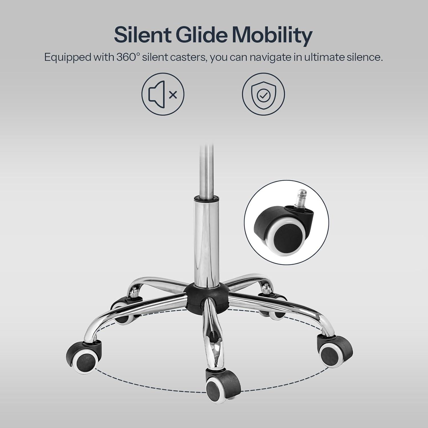 Adjustable Rolling Saddle Stool PU Leather Rolling Stool Salon Chair with Wheels Black