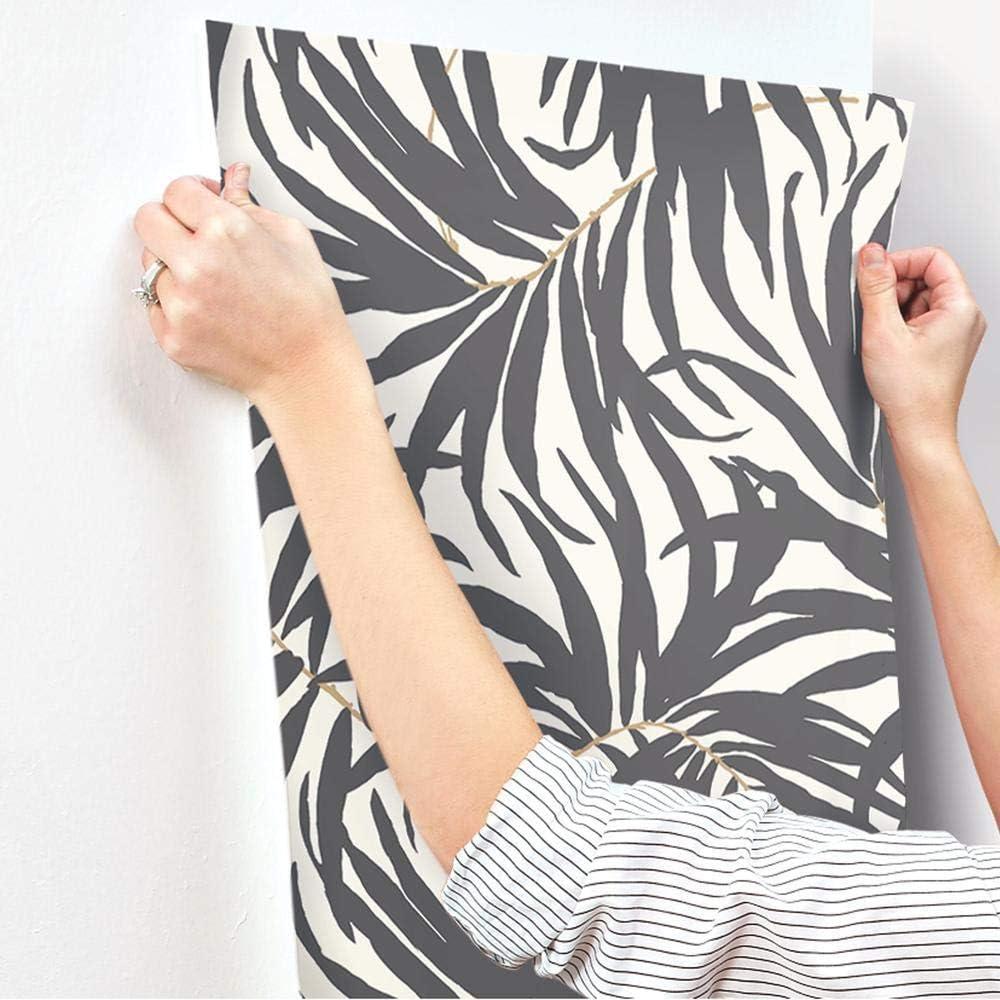 Tropical Black and Gold Vinyl-Coated Self-Adhesive Wallpaper Roll