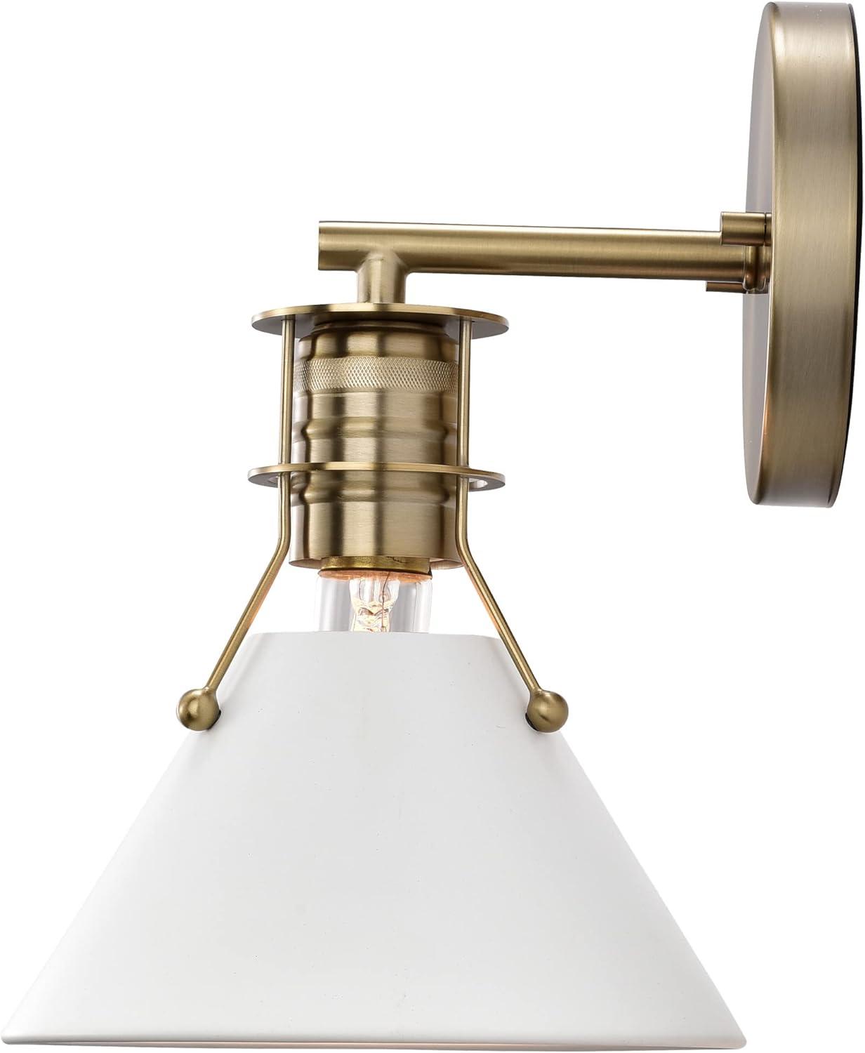 Nuvo Lighting Outpost 1 Light Wall Sconce Matte White with Burnished Brass
