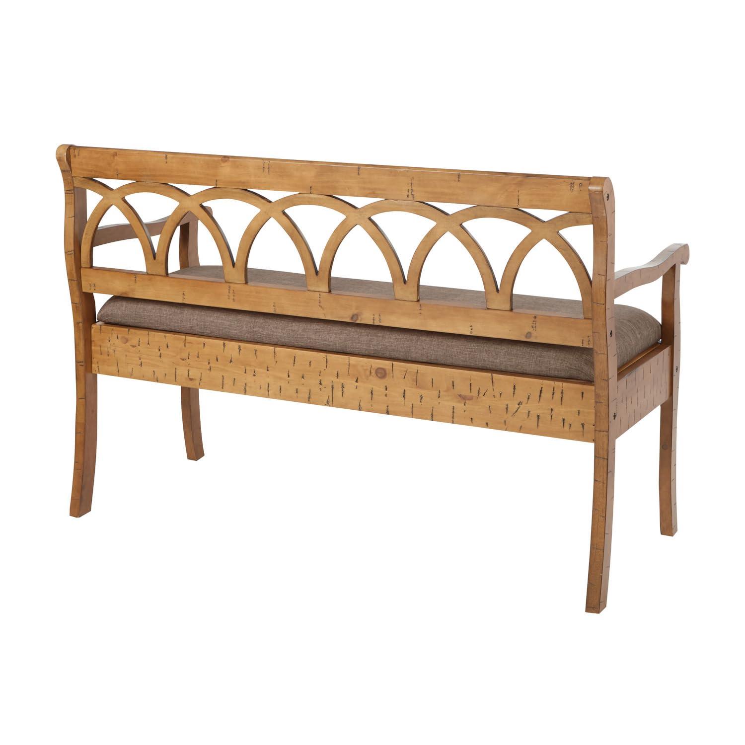 Coventry Storage Bench Beige/Toffee - OSP Home Furnishings: Upholstered Rectangular Entryway Seating, Wood Frame
