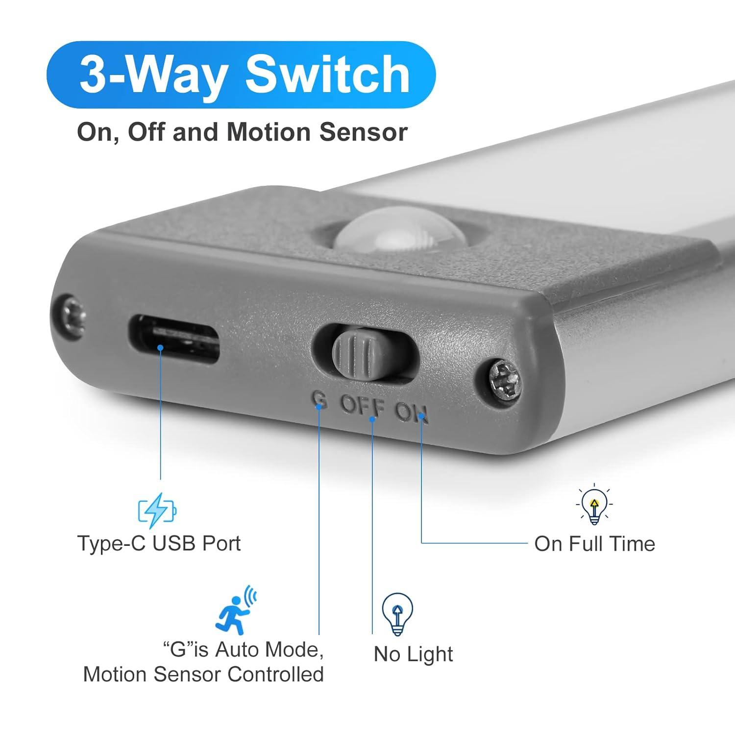 LEPOTEC 2022 30 LED Under Counter Closet Lighting, Pantry Light, LED Motion Sensor Cabinet Light Battery Powered Operated Light 2500mah Rechargeable Wireless Motion Sensor Closet Light