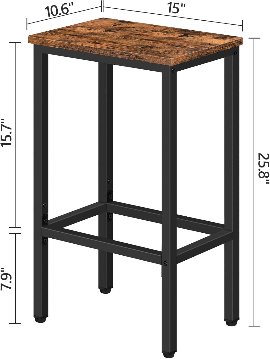 VASAGLE Bar Stools, Set of 2 Bar Chairs, Kitchen Breakfast Bar Stools with Footrest, Industrial in Living Room, Party Room, Rustic Brown and Black
