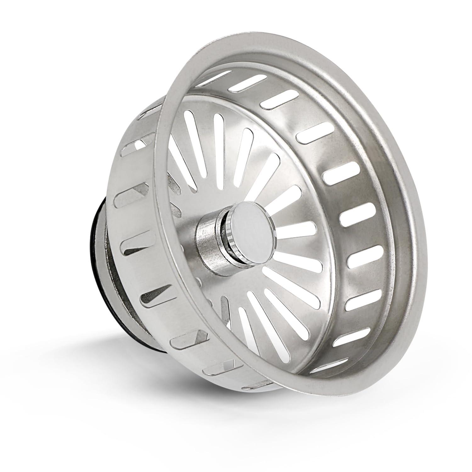 everflow 75131 kitchen sink basket strainer replacement for kohler style drains stainless steel - with spring steel stopper