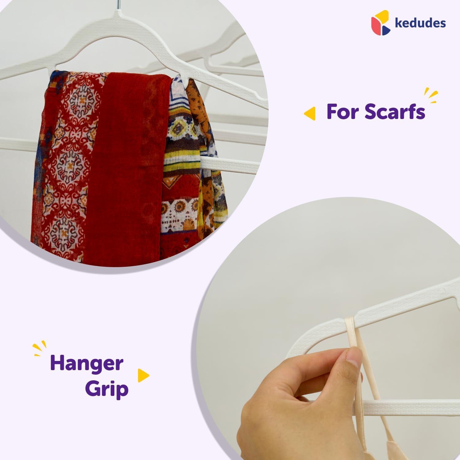 Hangorize USA-Made Heavy Duty Plastic Hangers, White - Pack of 24 Clothes Hangers with Hook for Scarves, Belts, Straps - Clothing, Suit, and Coat Hangers for Everyday Use