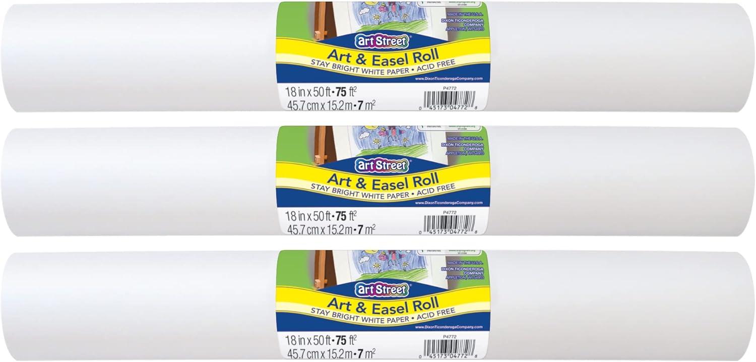 Art Street Art & Easel Roll 18" x 50' White 3 Rolls (PAC4772-3)