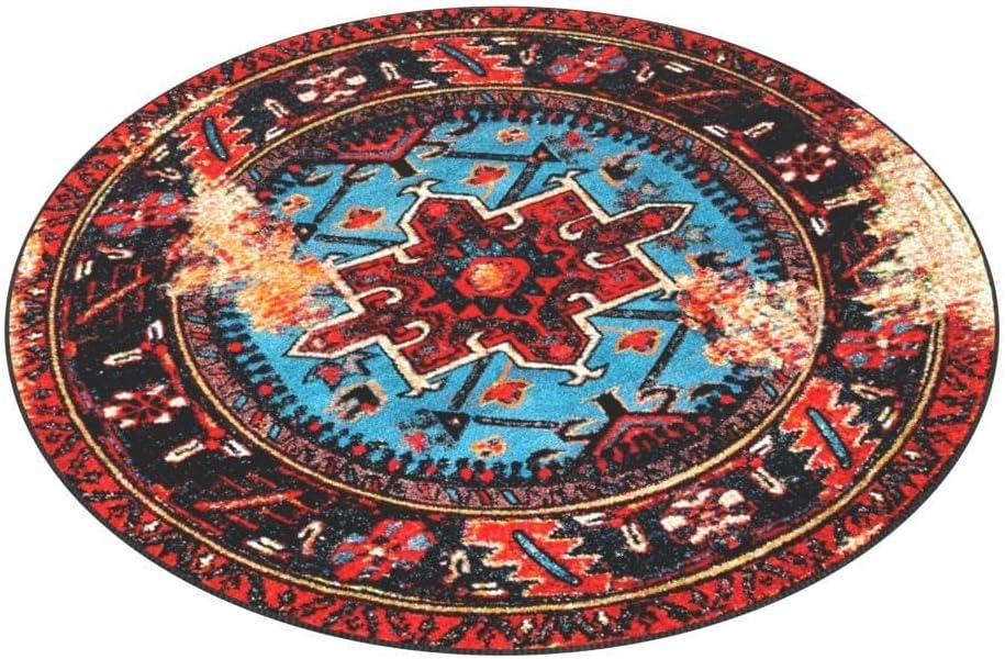 SAFAVIEH Vintage Hamadan Dania Oriental Area Rug, Red/Light Blue, 6'7" x 6'7" Round