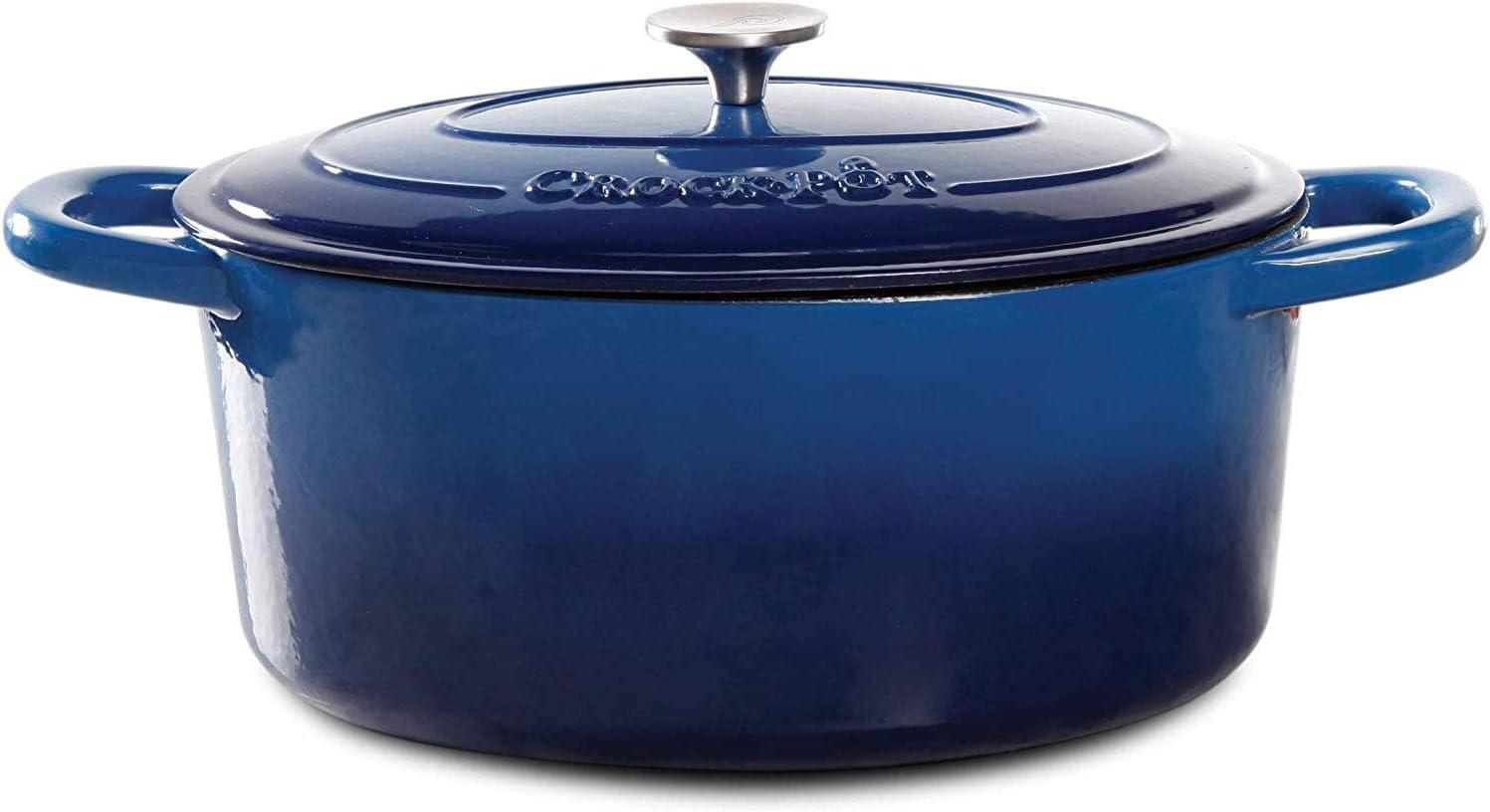 Crock-Pot Artisan 7-Quart Cast Iron Dutch Oven, Sapphire Blue