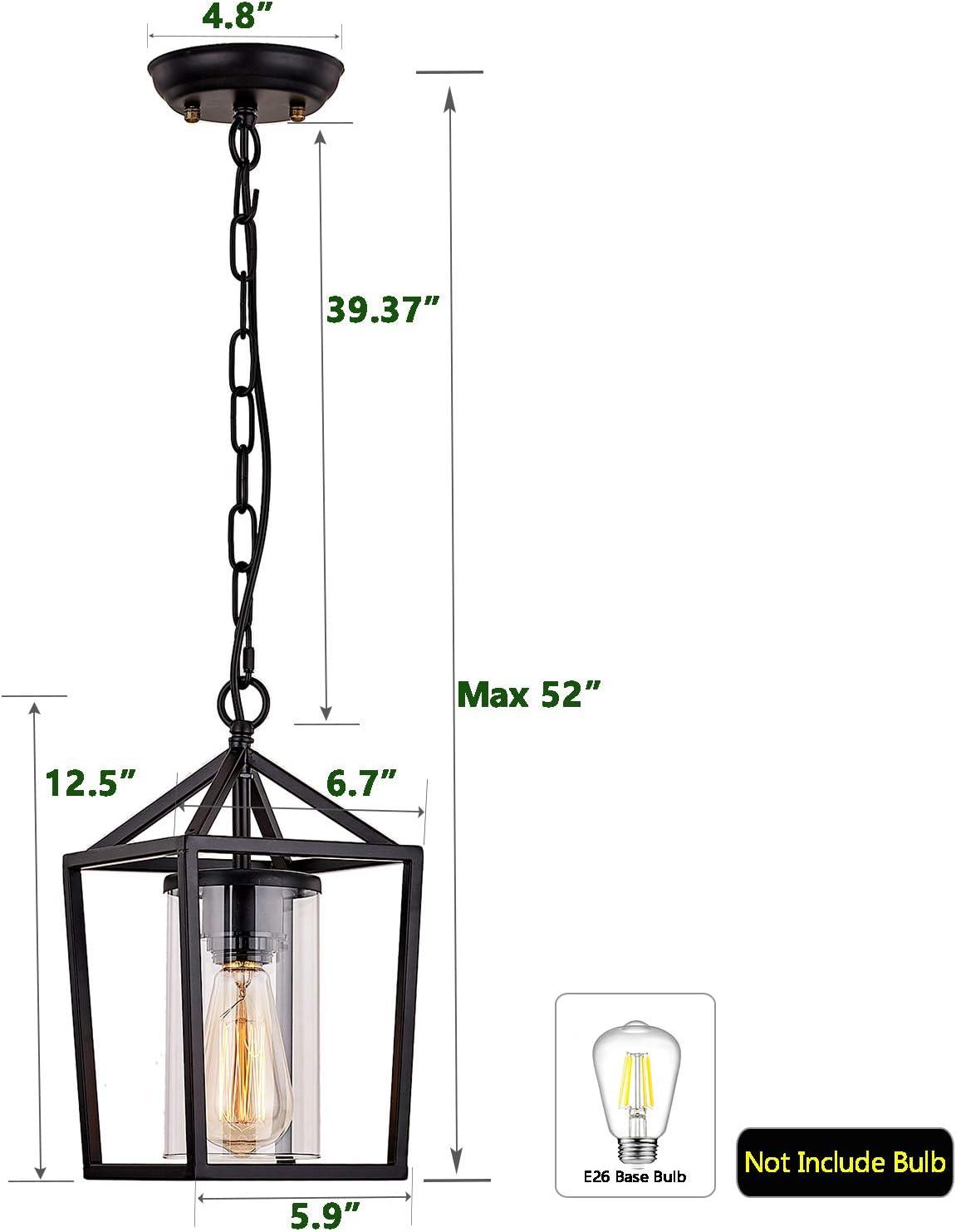 Black Metal and Glass Vintage Cage Outdoor Pendant Light