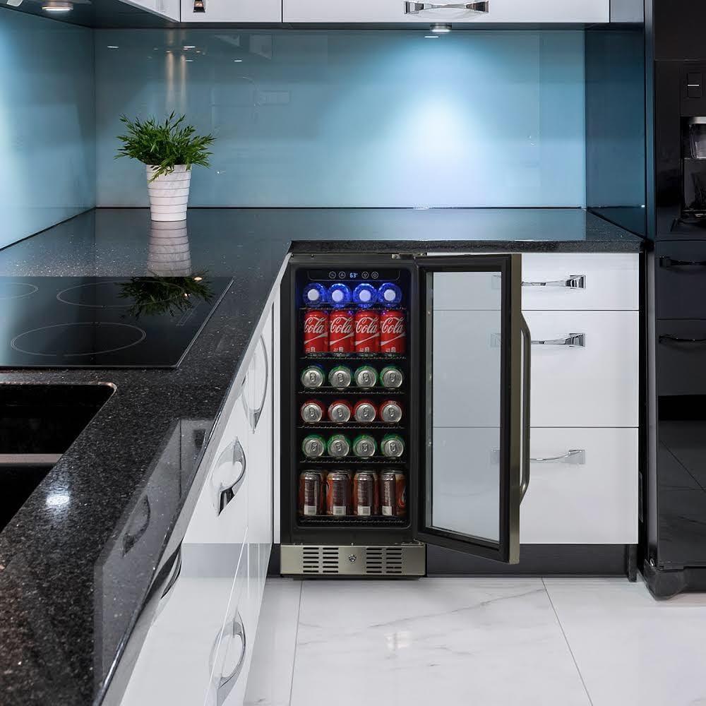 Newair 15" Built-in 96 Can Beverage Fridge in Stainless Steel with Precision Temperature Controls