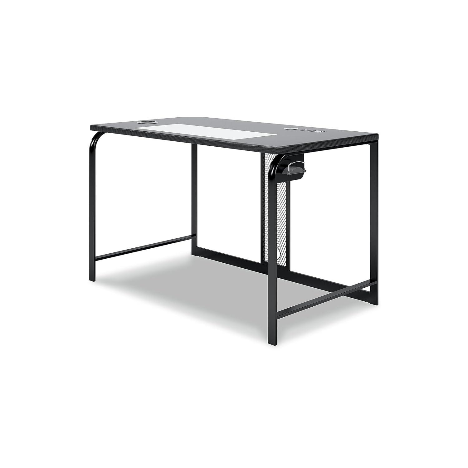 Lynxtyn 49.5" Black Contemporary Desk with USB and Cup Holder