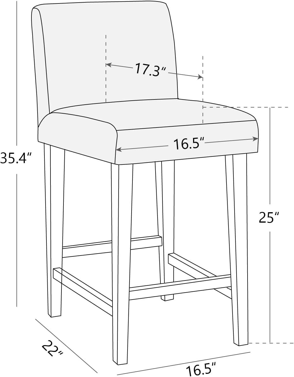 CHITA 25 inch Bar Stools Set of 2, Fabric in Fog Grey