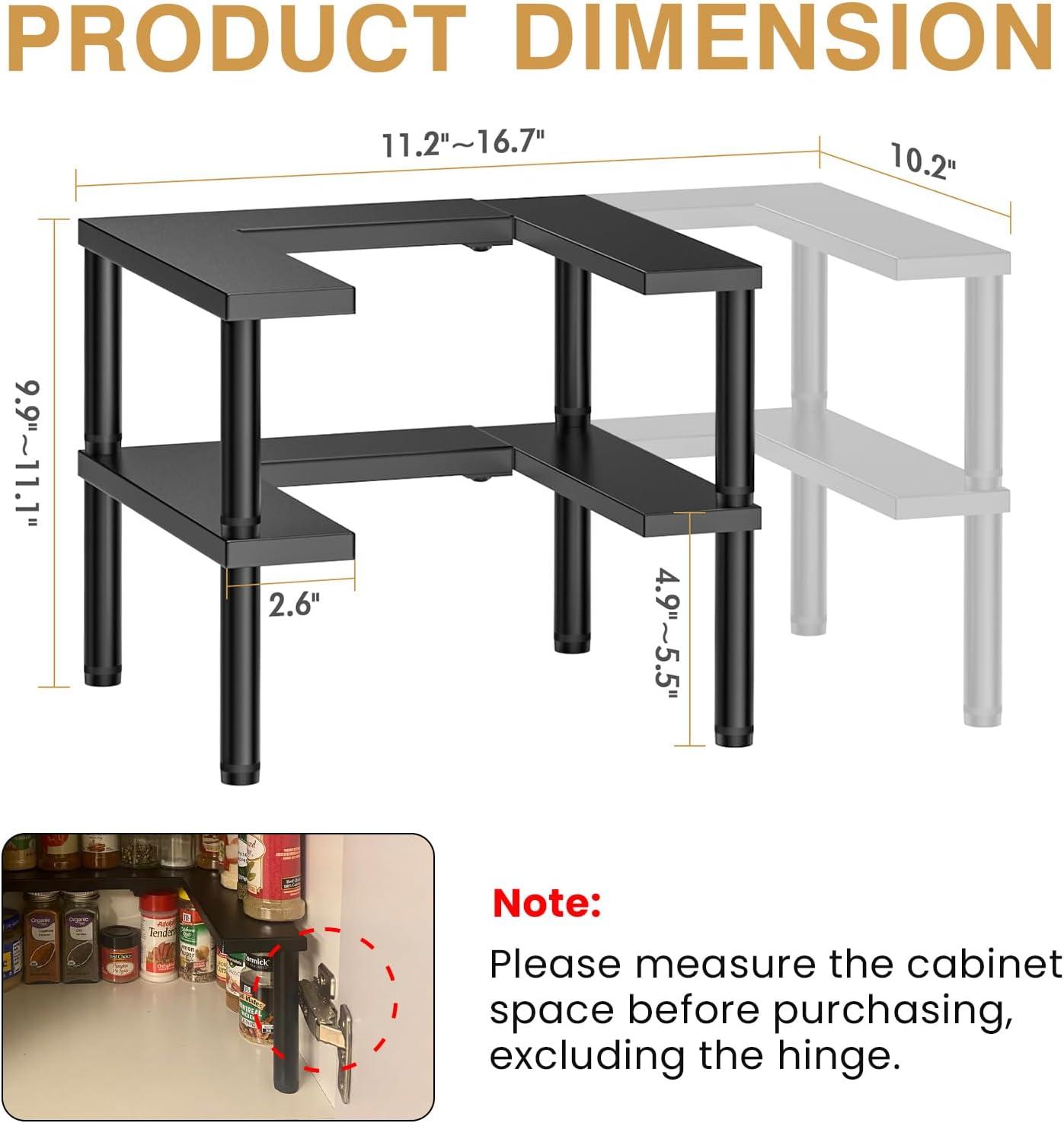 Expandable Black Metal 2-Tier Spice Rack Organizer