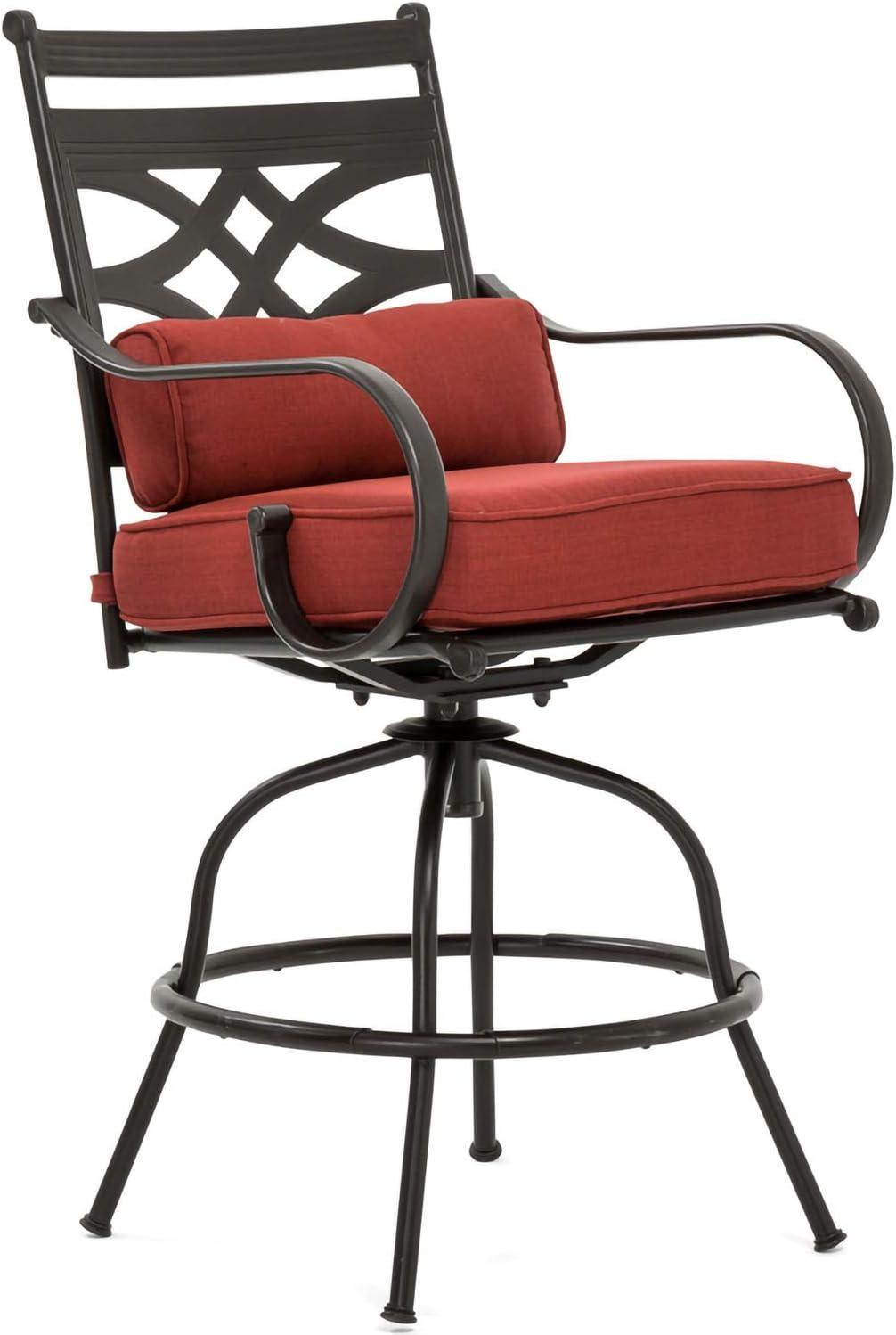 Montclair 5-Piece Steel Outdoor Dining Set with Chili Red Cushions