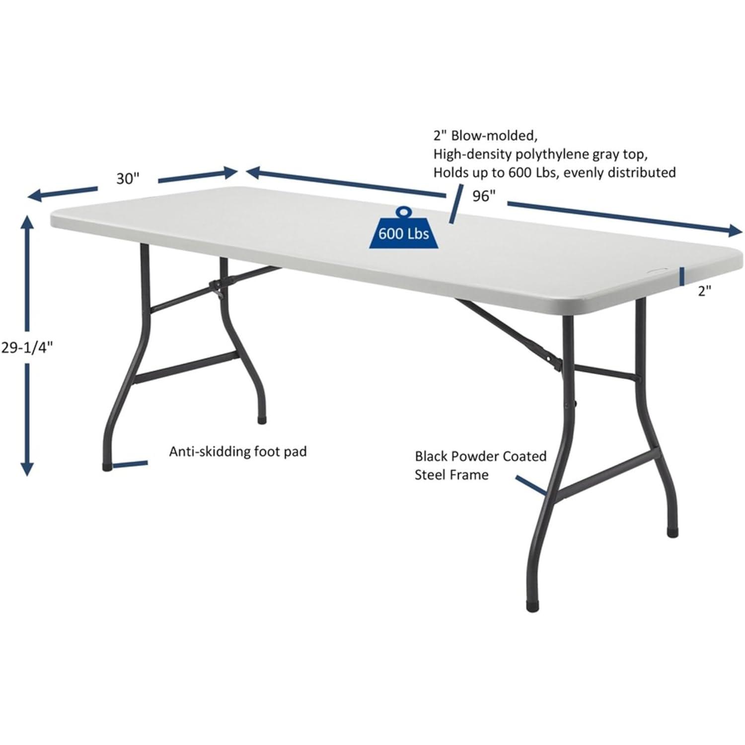 Lorell Ultra-Lite Folding Table - Powder Coated Base X 96" Table Top Width X 30" Table Top Depth - 29.25" Height - Platinum, Gray | Wayfair
