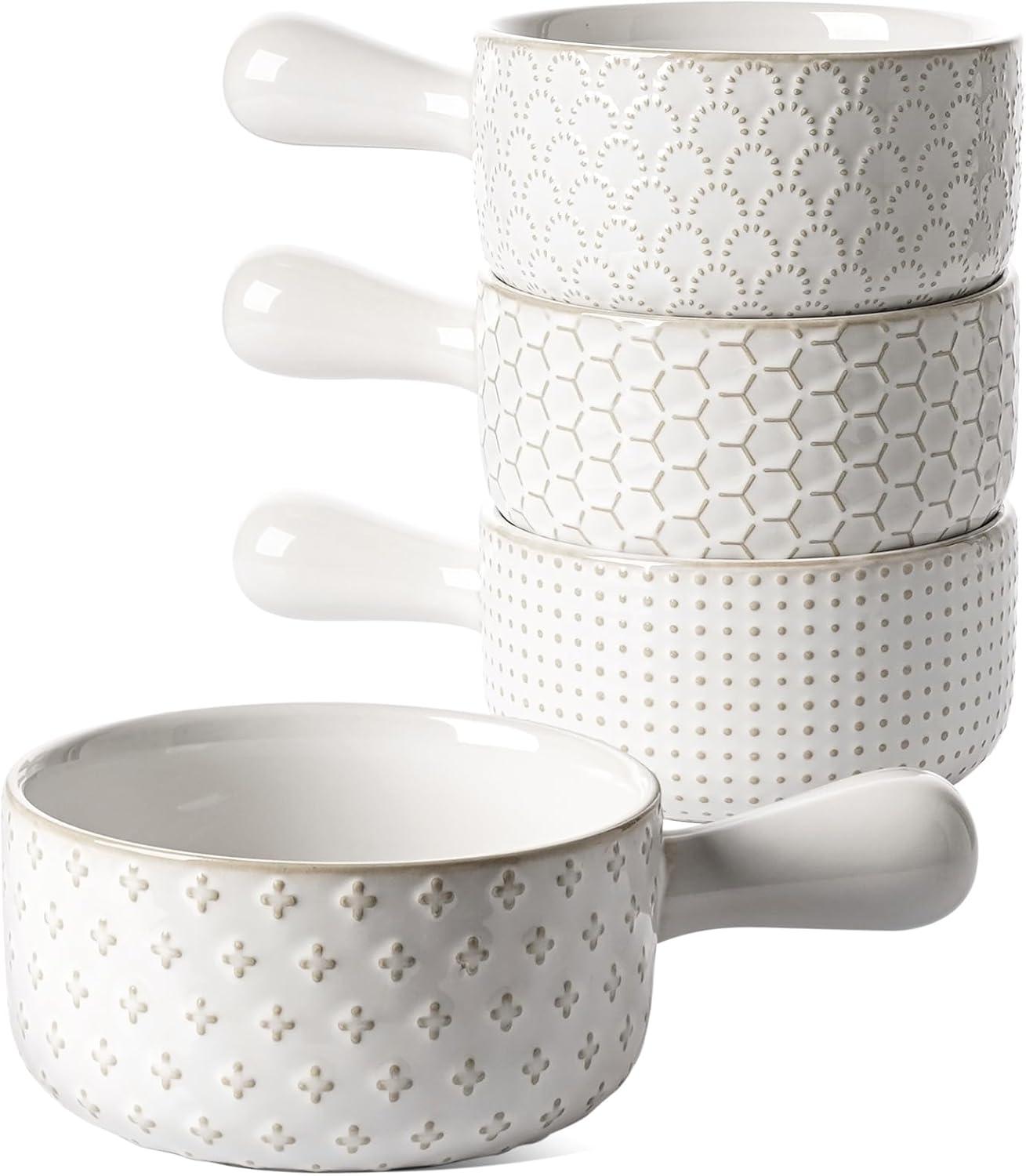 Red Barrel Studio® French Onion Soup Bowls, 18 Ounce Soup Bowls With Handles For Chili, Beef Stew, French Onion Soup Crocks Oven Safe - 5 Inch, Set Of 4, Arctic White