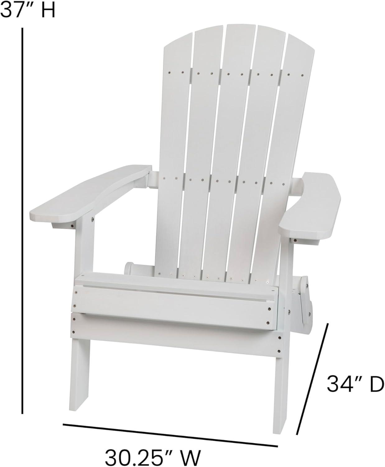 Flash Furniture Charlestown All-Weather Poly Resin Indoor/Outdoor Folding Adirondack Chair in White