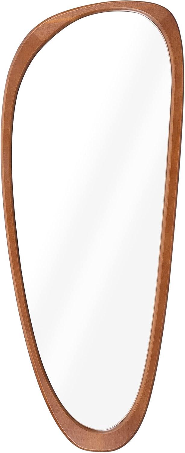 Navaris Irregular Wall Mirror - 23.6 x 9.6 in - Wooden Asymmetrical Mirror - Mid Century Abstract Design - Aesthetic Home Decor - Beechwood Frame