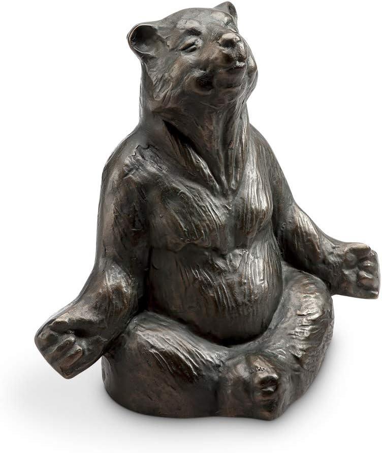 SPI Home Cast Aluminum Contented Yoga Bear Garden Sculpture 12 Inches High