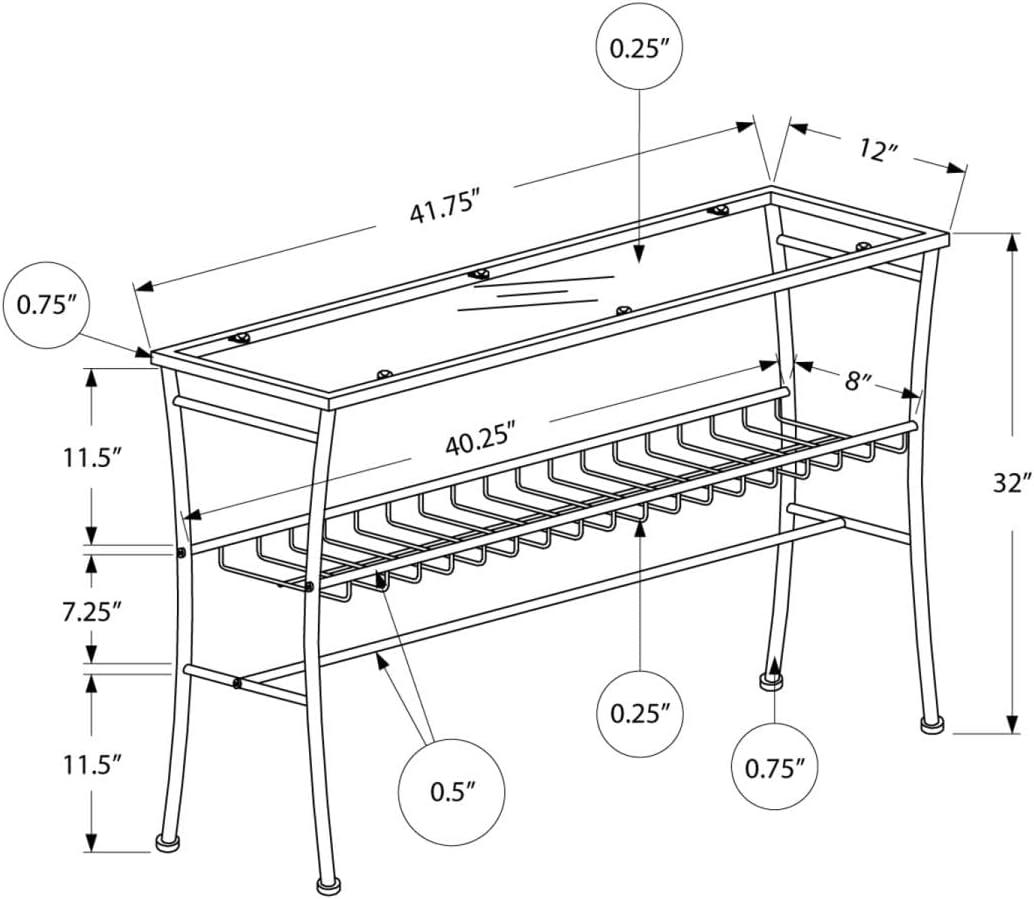 Accent Table Console Entryway Narrow Sofa Bedroom Metal Silver