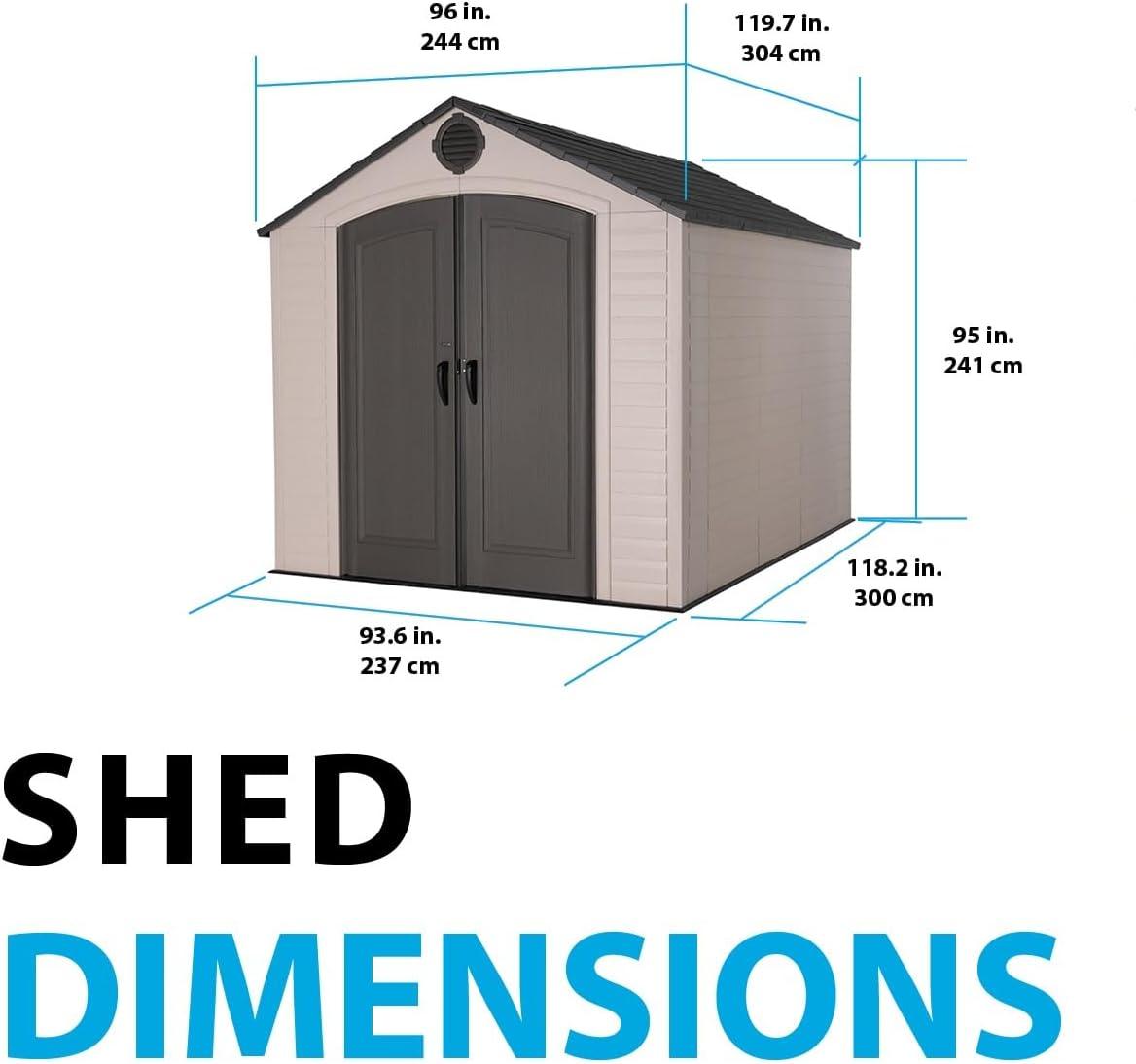 Lifetime Polyethylene Storage Shed, 71.25 sq. ft., 8 ft. x 10 ft. x 8 ft., Tan/Gray (60371)