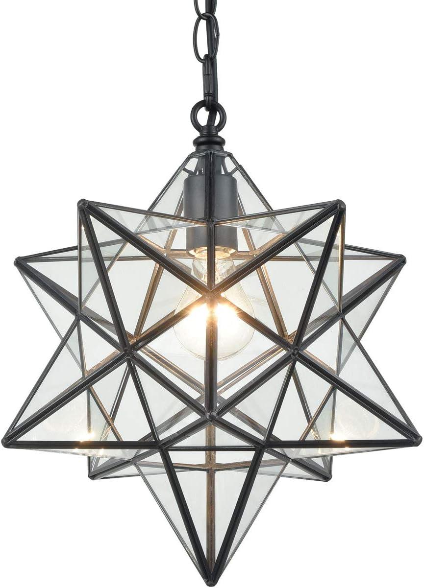 Geometric Black and Clear Glass Star Pendant Light