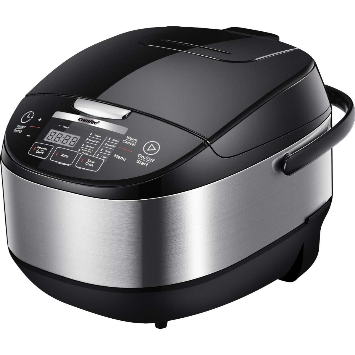 Comfee Multi-Function 10-Cup Electric Rice Cooker, Black - 11 Digital Cooking Programs